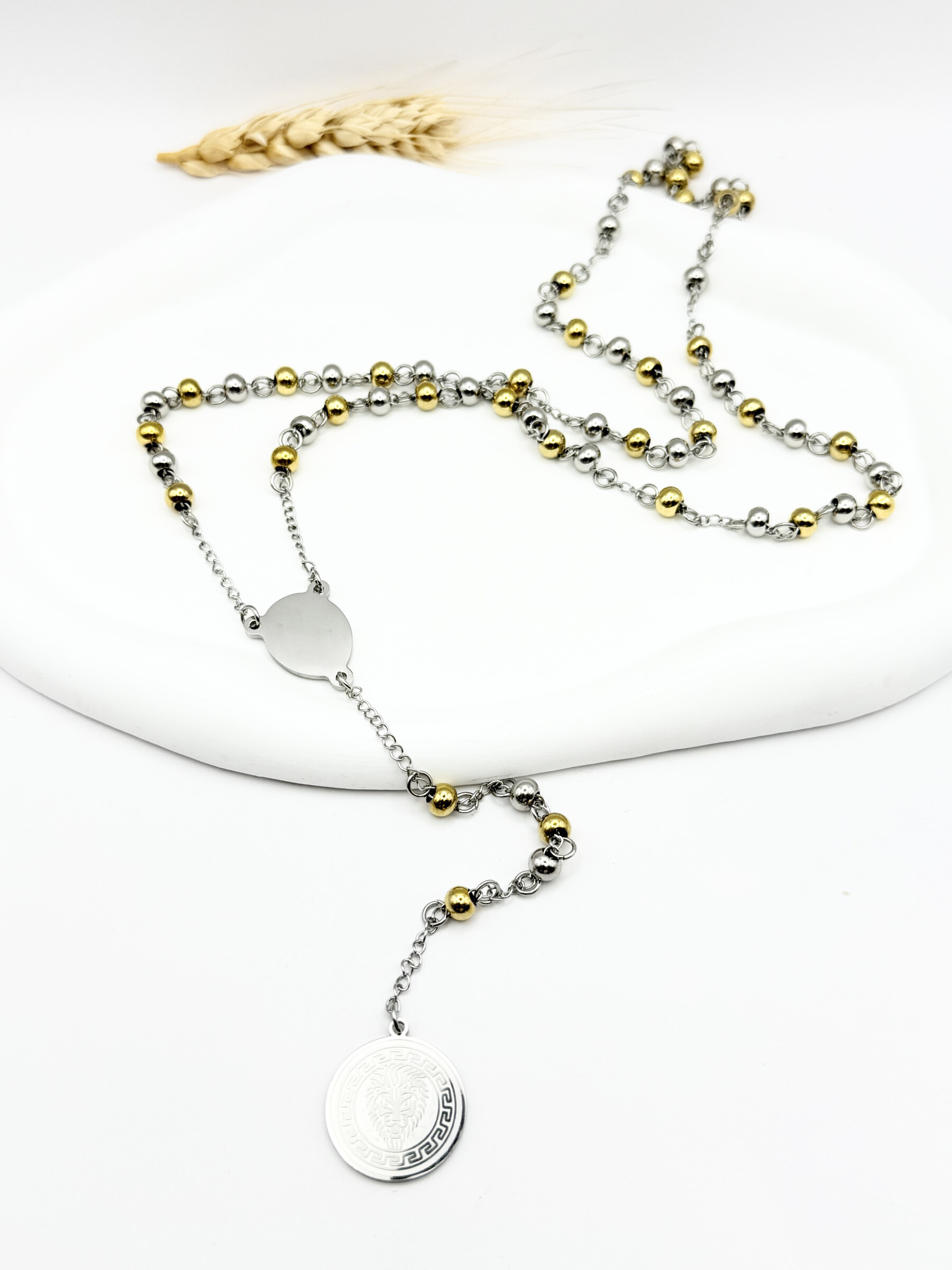 Grossiste Ceramik - Collier chapelet en acier inoxydable – boule 6 mm – 70 cm