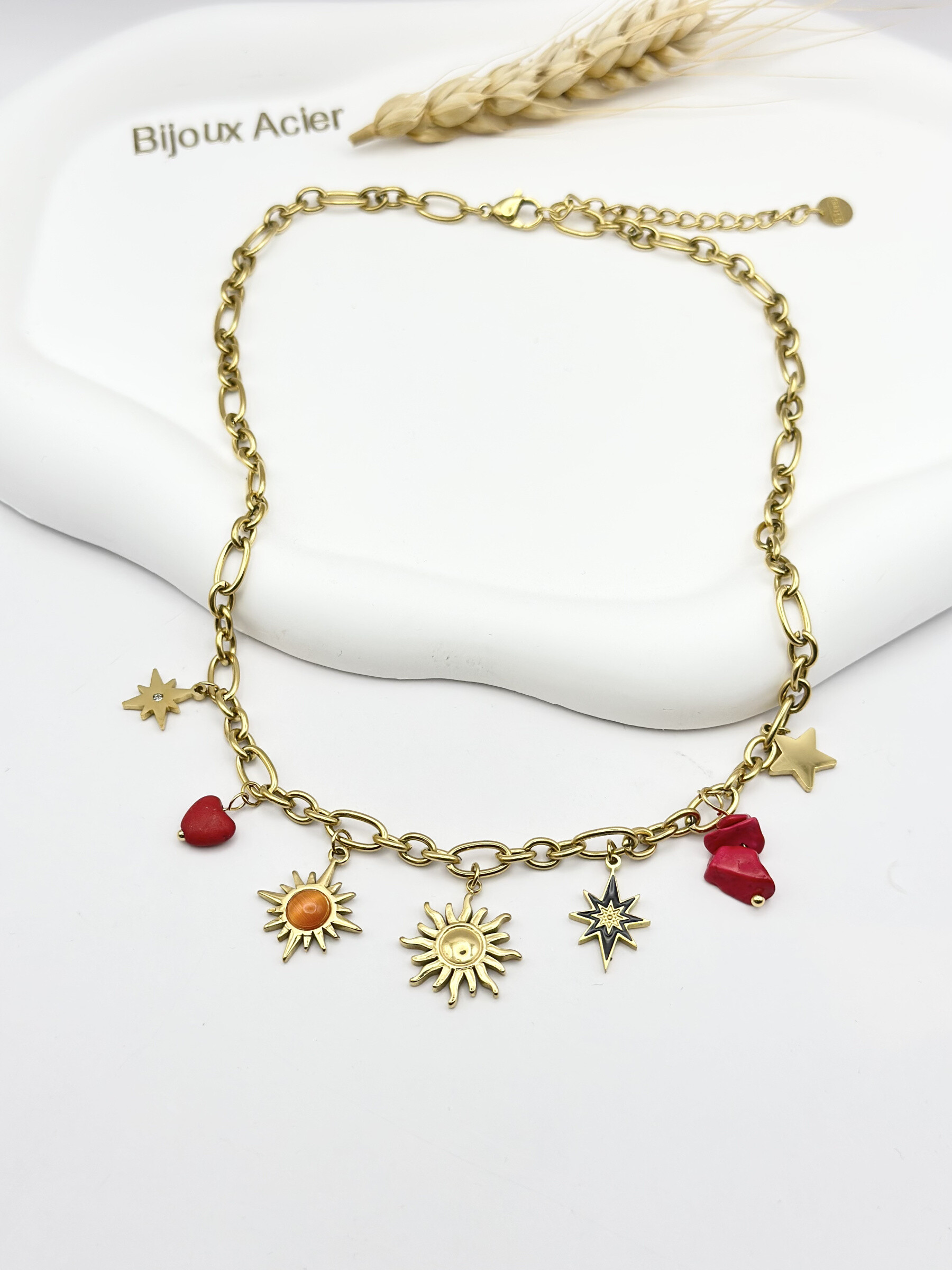 Wholesaler Ceramik - Necklace with stainless steel charms theme