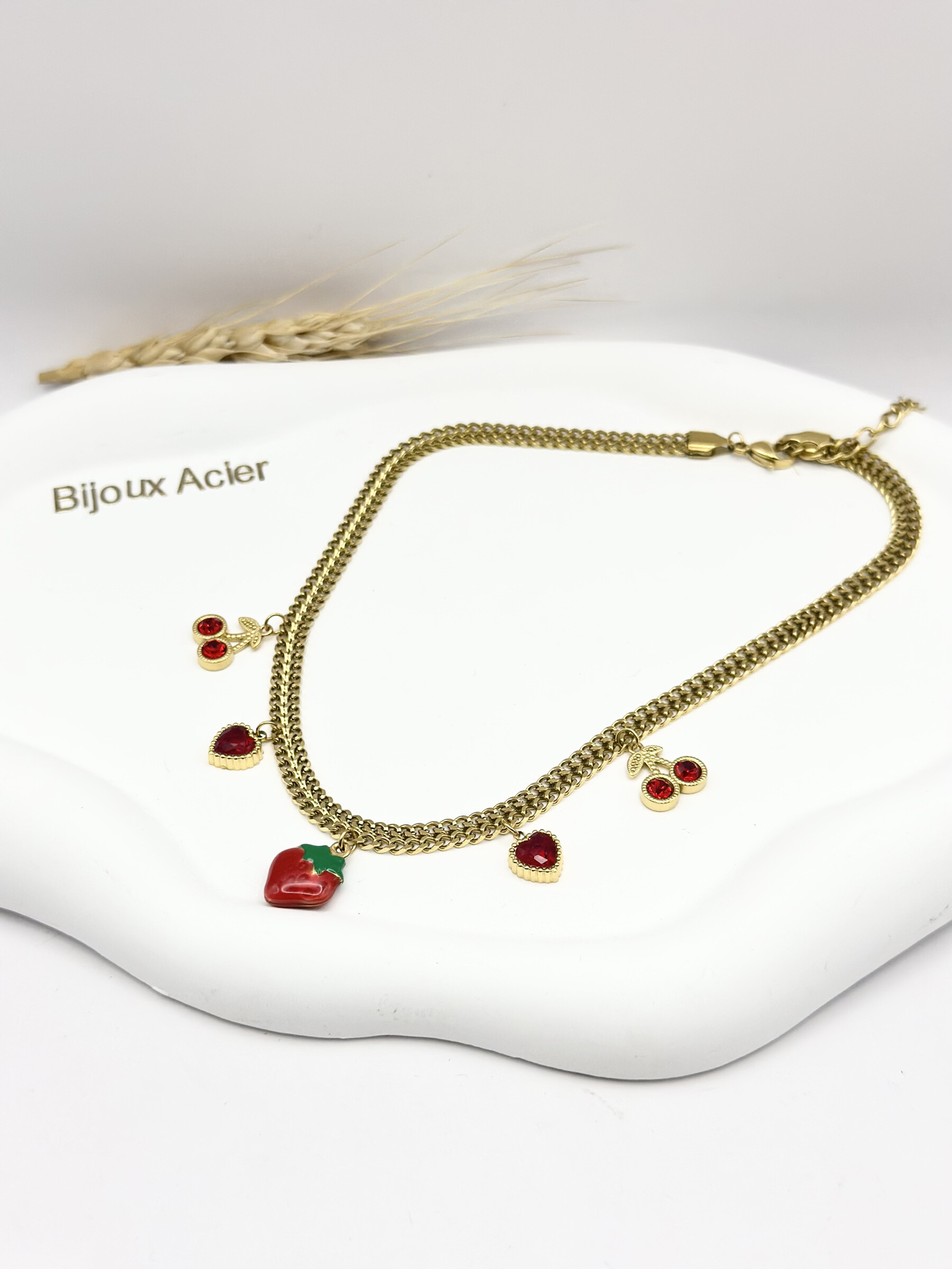 Grossiste Ceramik - Collier “Fruits Défendus” – Acier Inoxydable & Charms Gourmands