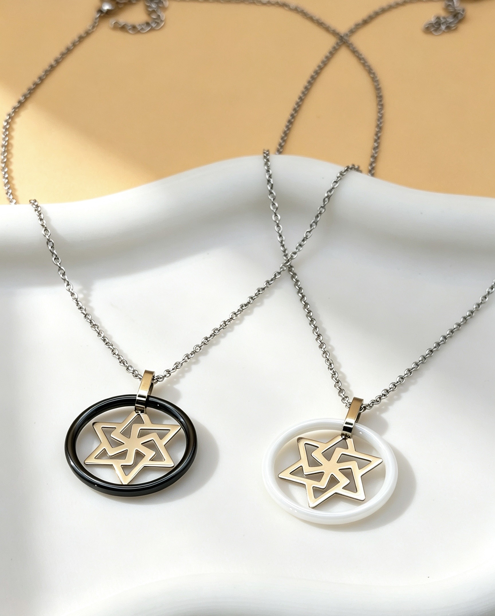 Grossista Ceramik - Collana stella in acciaio inossidabile e ceramica