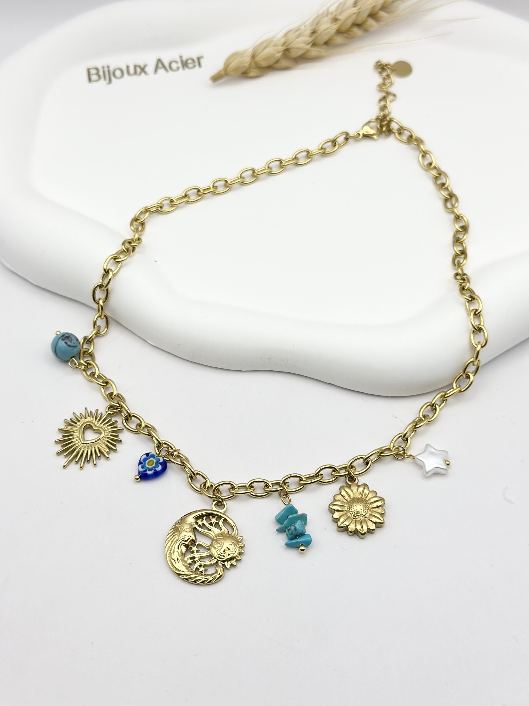 Wholesaler Ceramik - Necklace with stainless steel charms theme