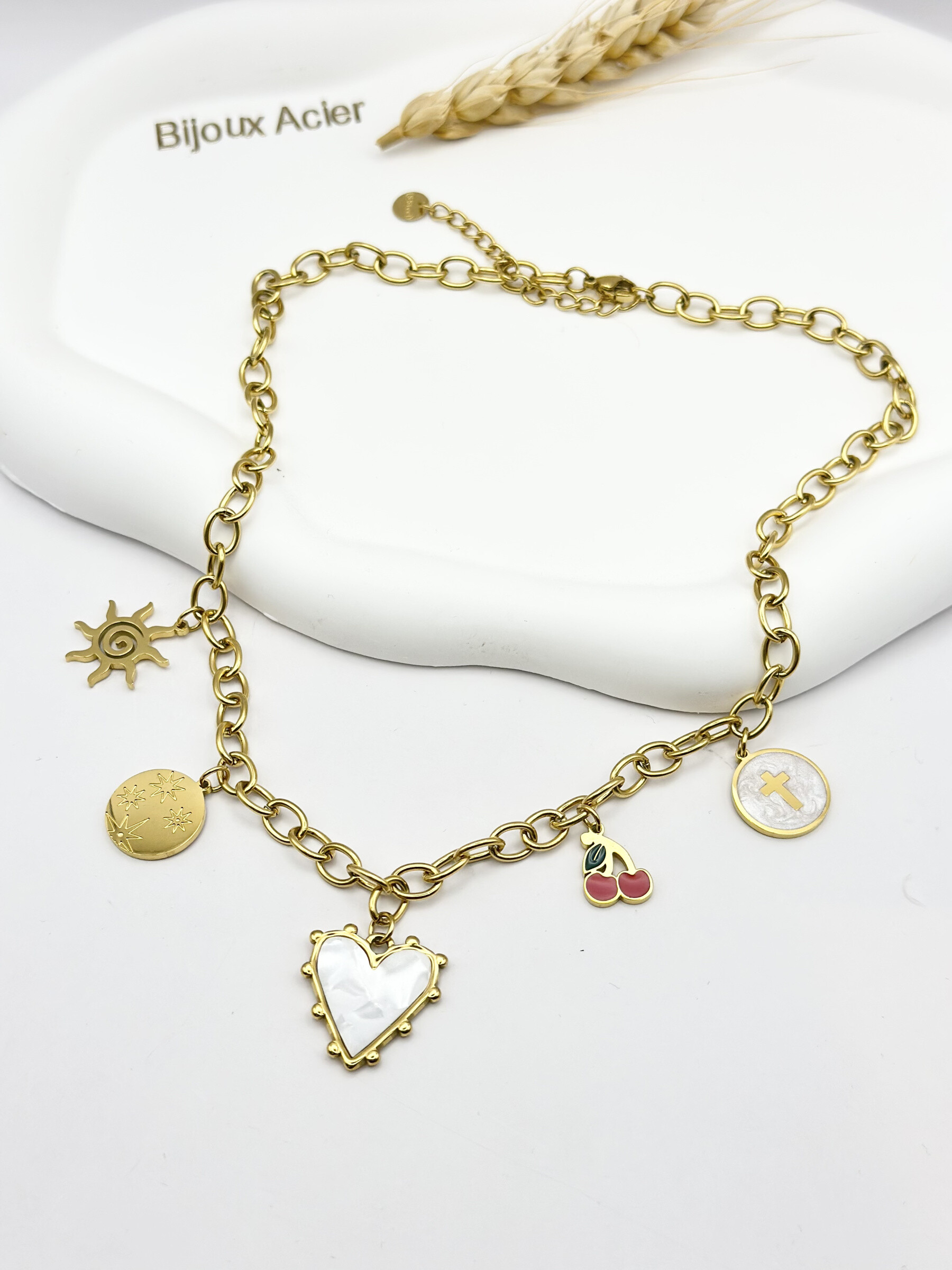 Wholesaler Ceramik - Necklace with stainless steel charms theme