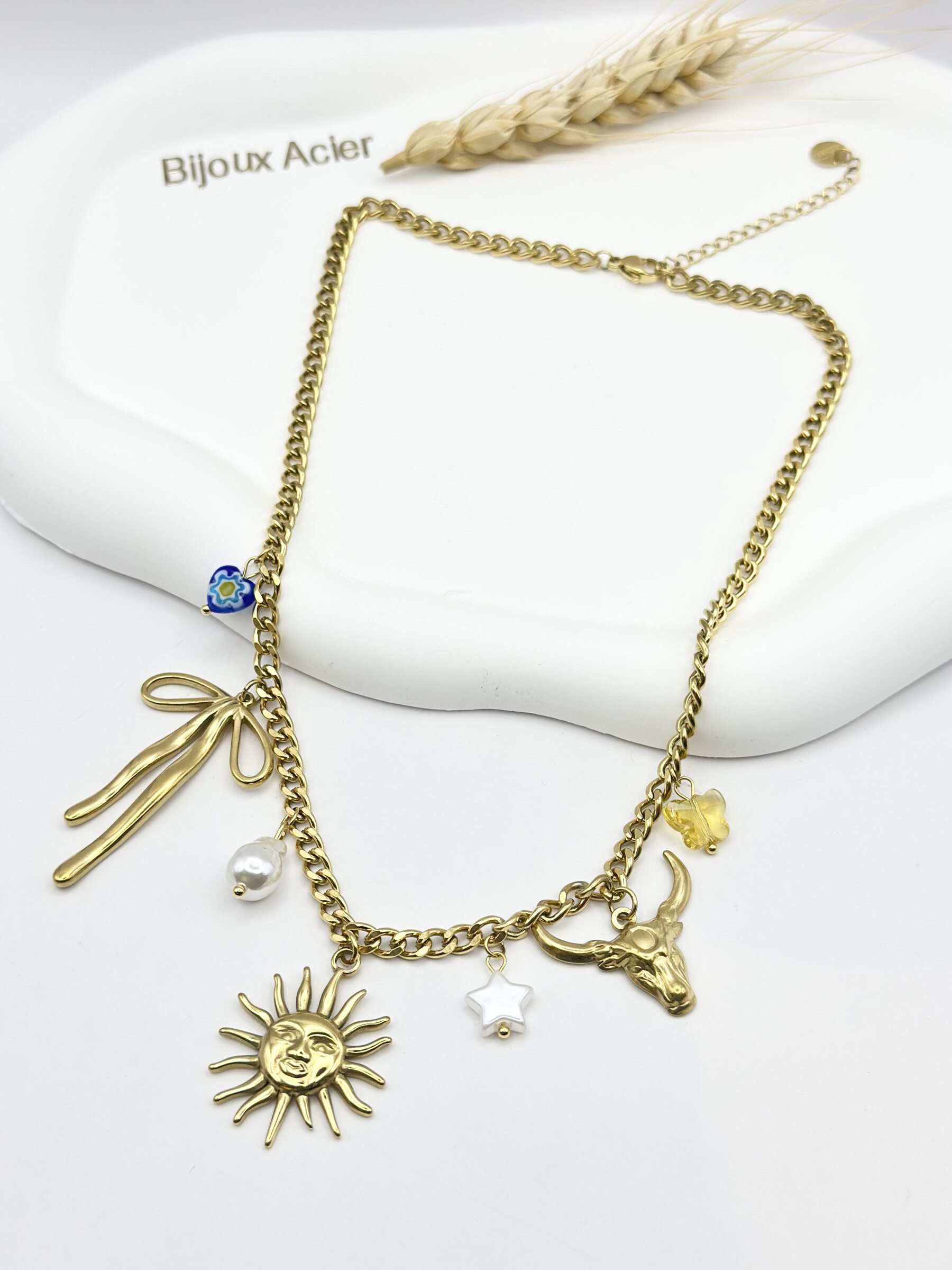 Wholesaler Ceramik - Necklace with stainless steel charms theme
