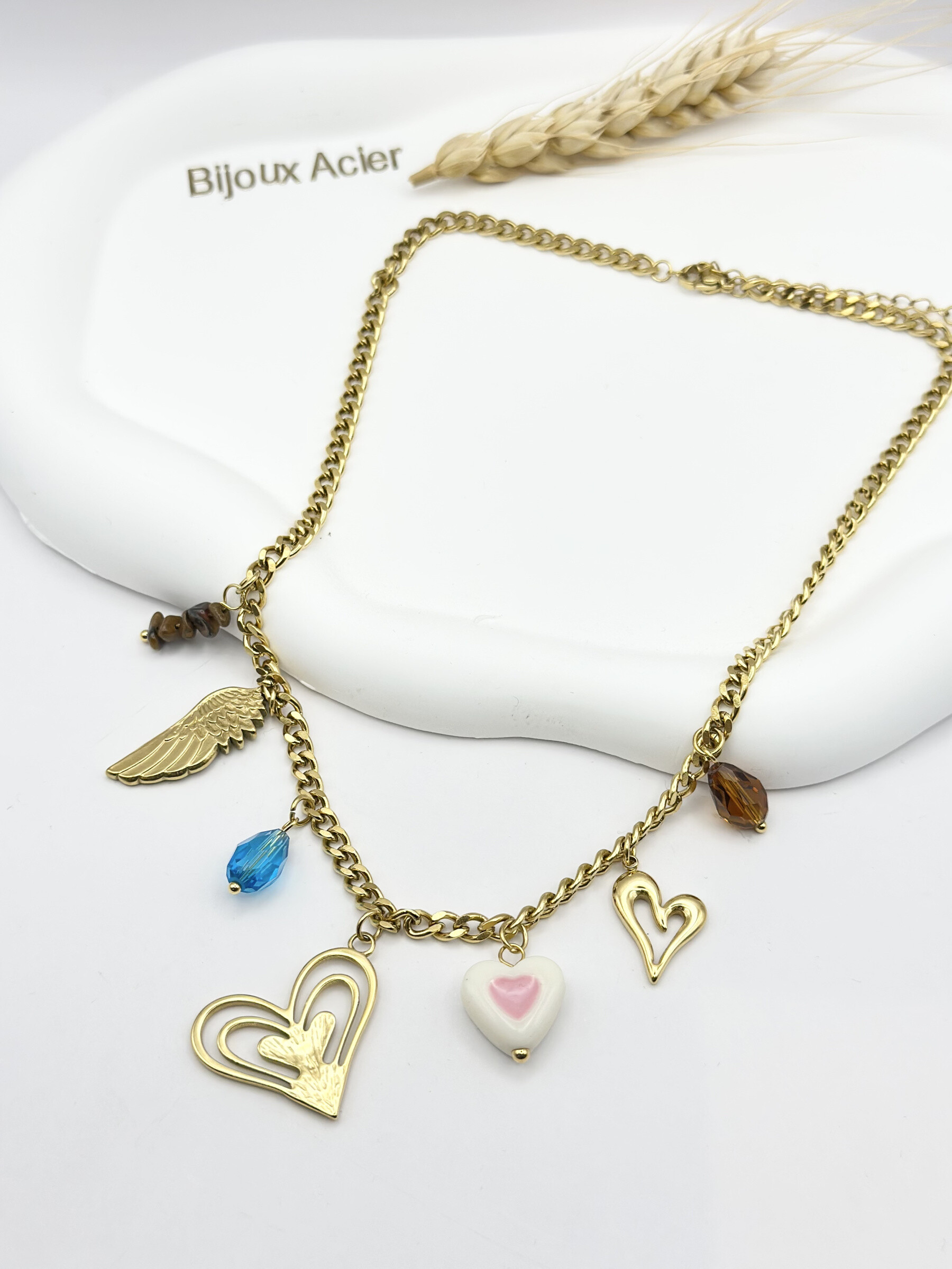 Wholesaler Ceramik - Necklace with stainless steel charms theme