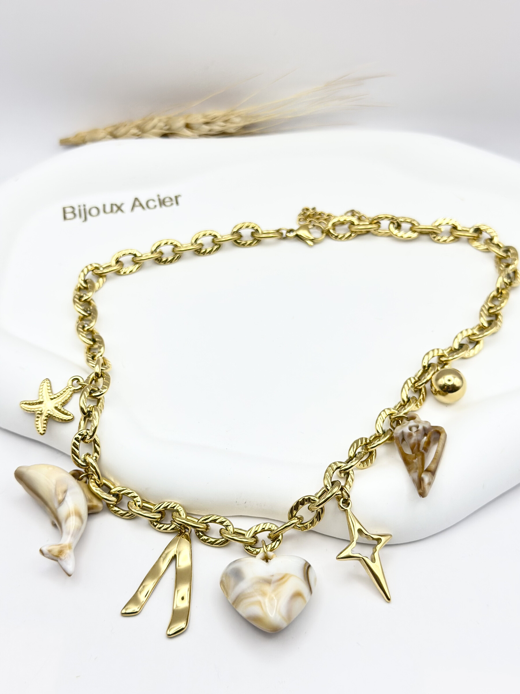 Grossiste Ceramik - Collier “Trésor des Sables” – Acier Inoxydable & Charms Naturels