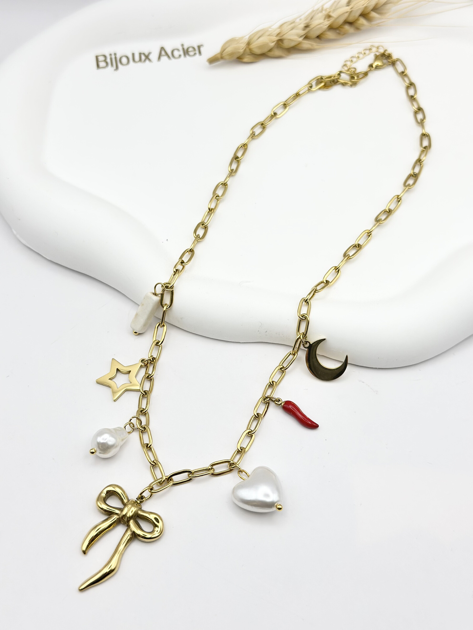 Wholesaler Ceramik - Necklace with stainless steel charms theme