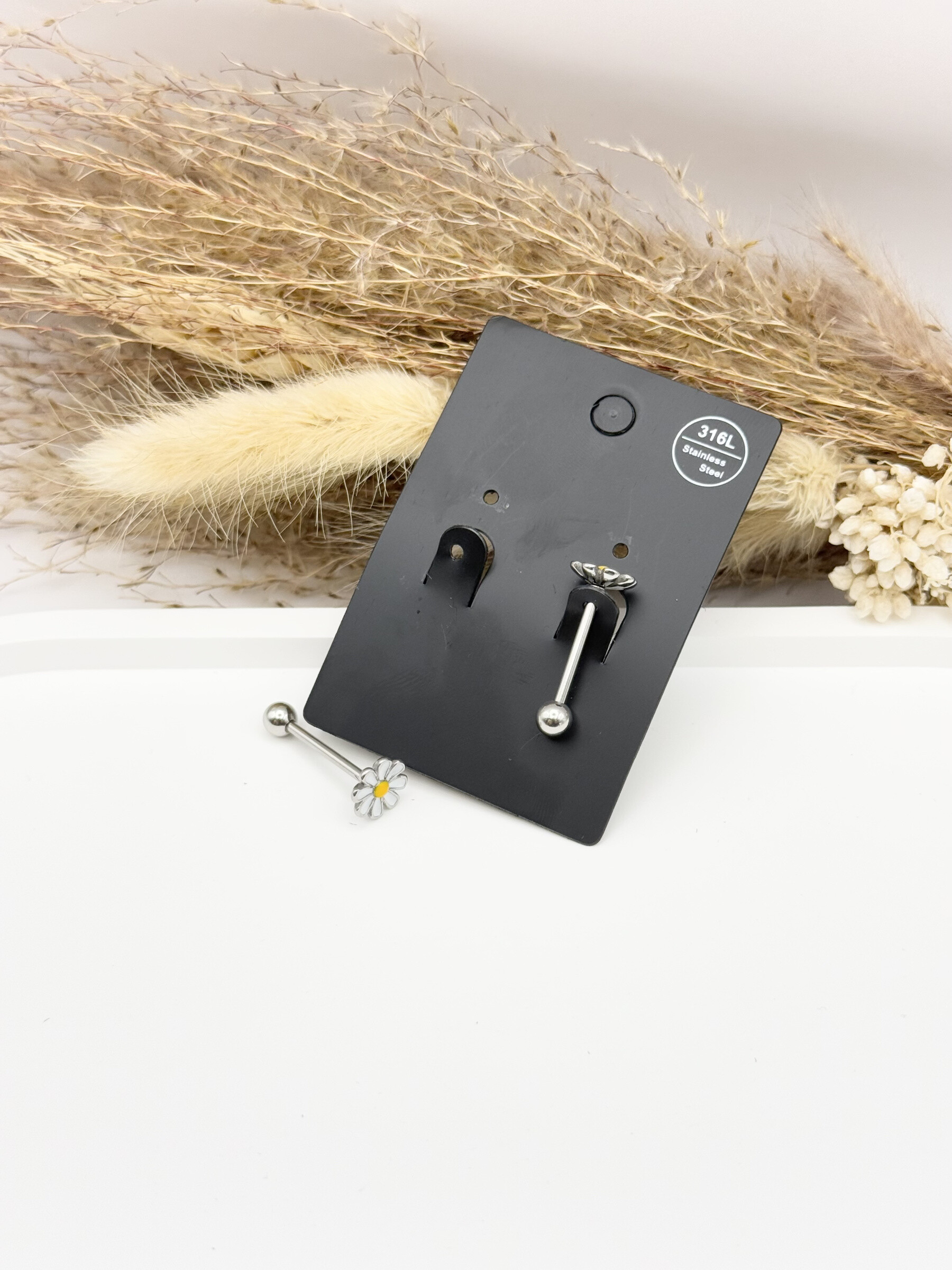 Grossiste Ceramik - lot de 2 Piercing pour la langue  en acier inoxydable