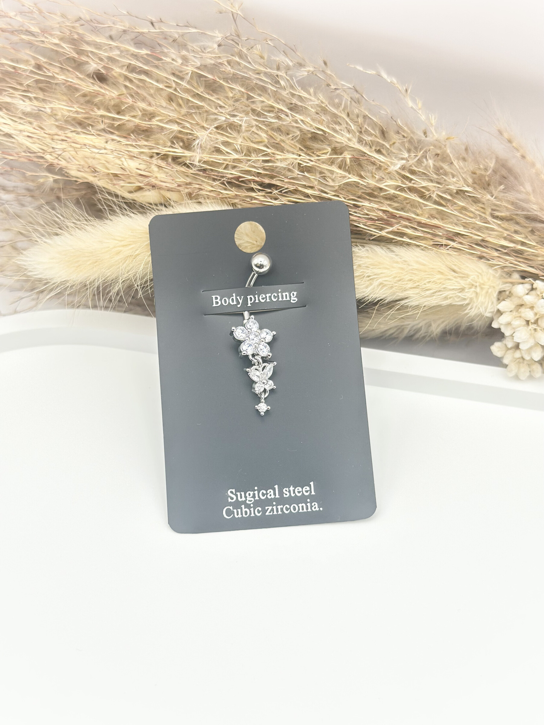 Grossiste Ceramik - Piercing pour nombril en acier inoxydable strass zirconium