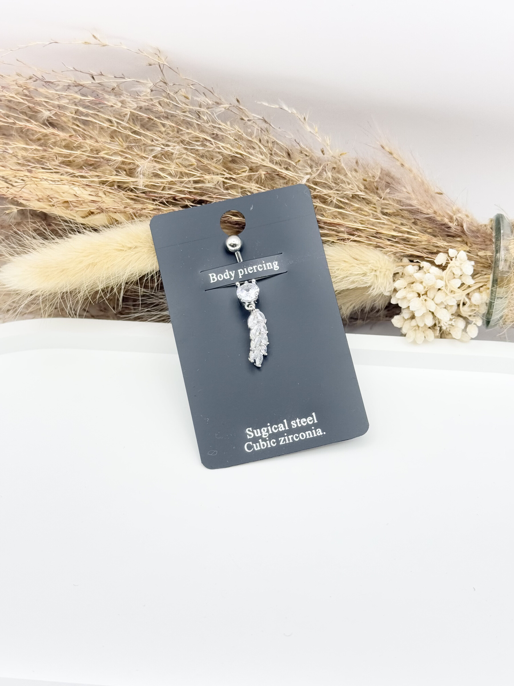 Grossiste Ceramik - Piercing pour nombril en acier inoxydable strass zirconium