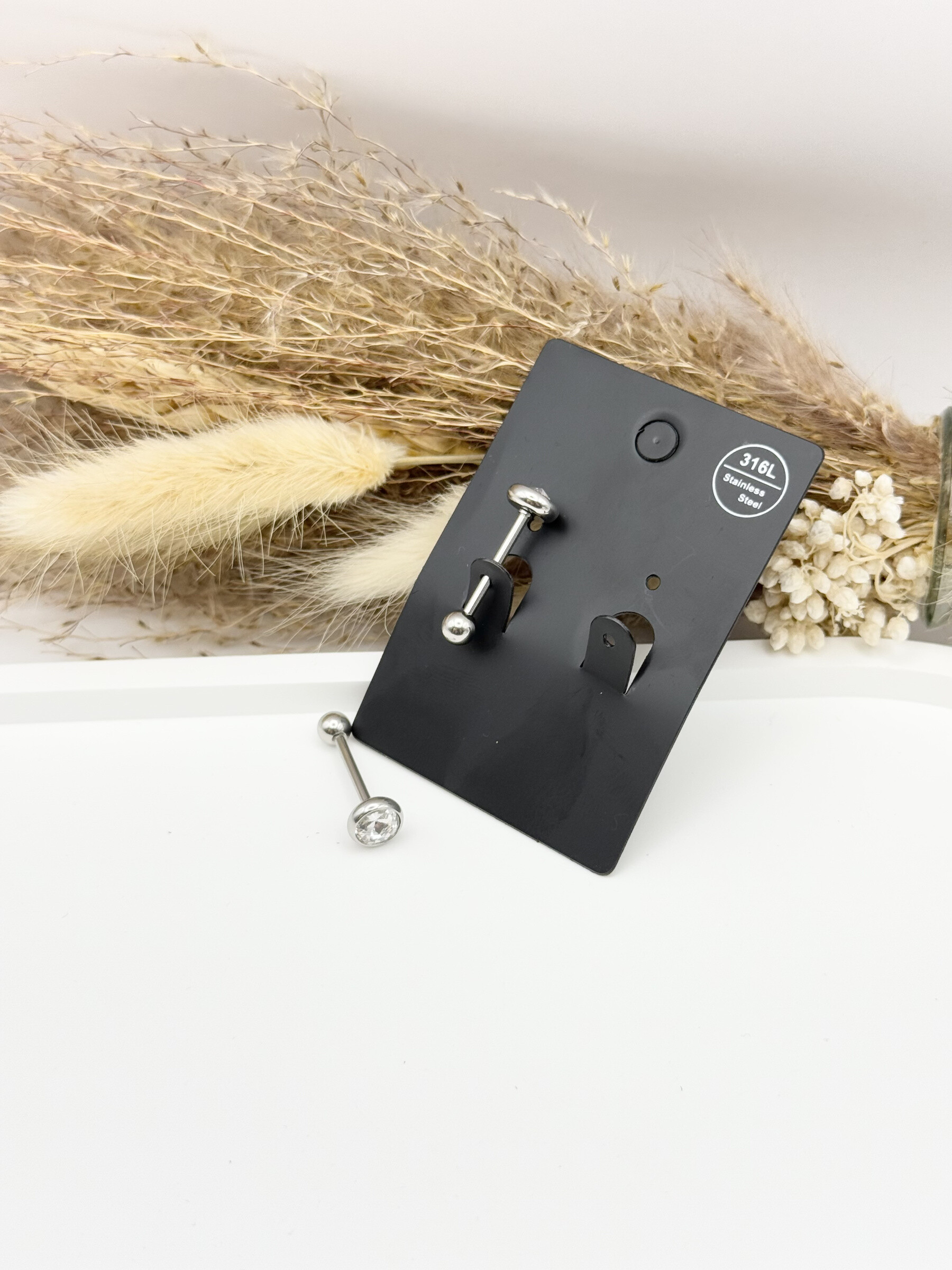 Grossiste Ceramik - lot de 2 Piercing pour la langue  en acier inoxydable
