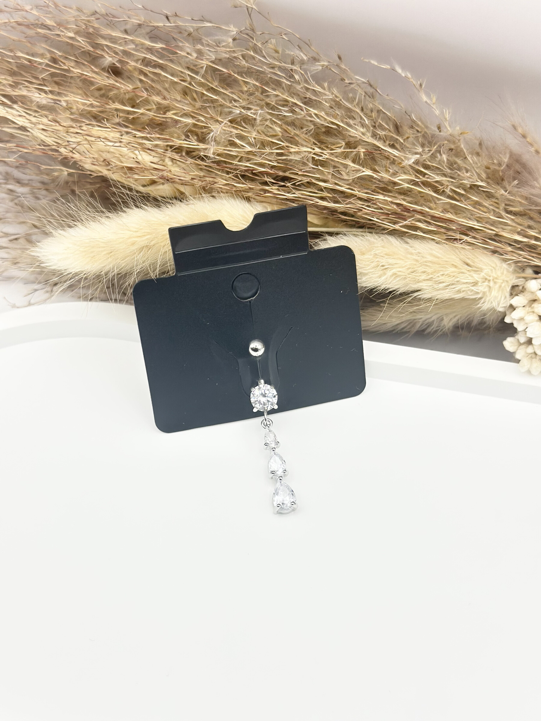 Grossiste Ceramik - Piercing pour nombril en acier inoxydable strass zirconium