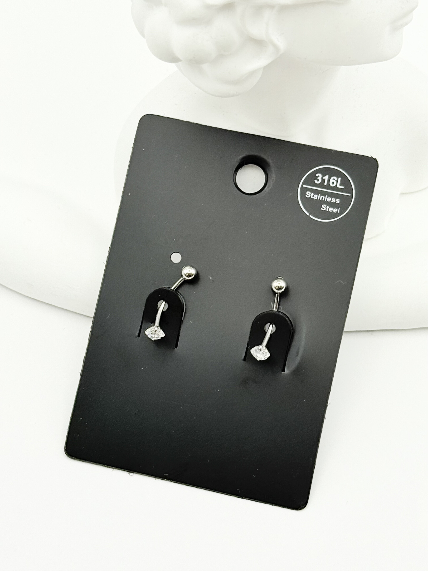 Wholesaler Ceramik - Pair of 316L steel piercings - Minimalist design with zircon
