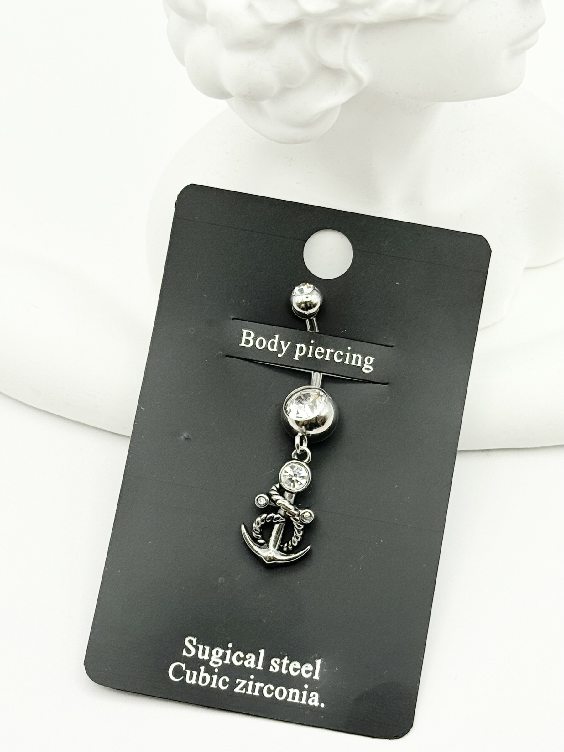 Wholesaler Ceramik - Belly button piercing - Anchor & zircons - Surgical steel
