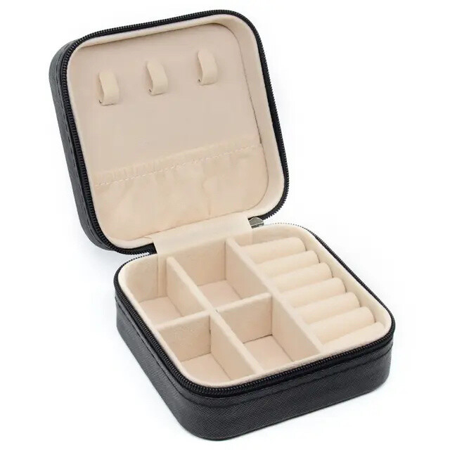 Grossiste Ceramik - Mini boîte de rangement de voyage en cuir PU, pour bagues, boucles d'oreilles
