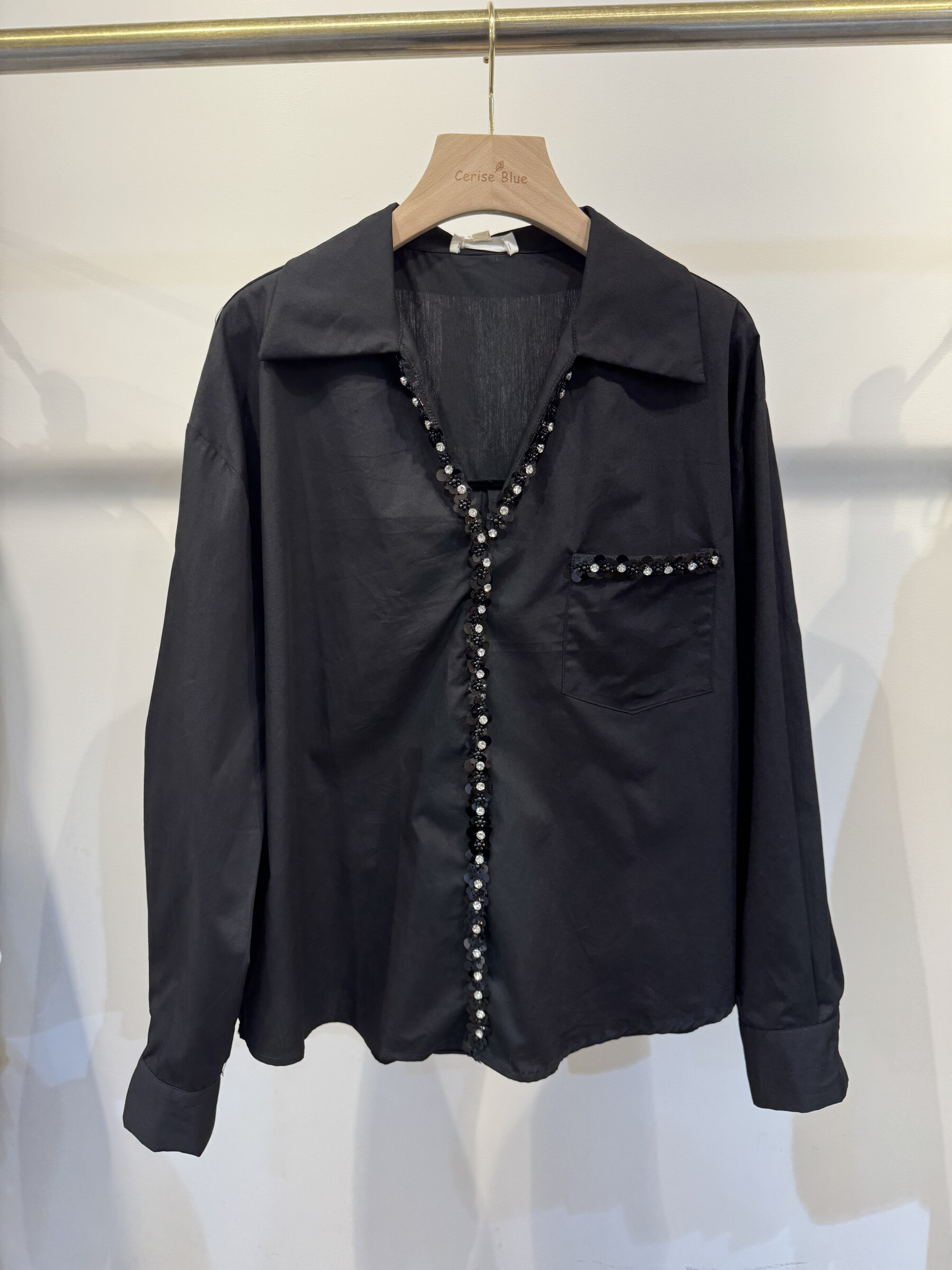 Wholesaler Cerise Blue - COTTON SHIRT WITH SEQUIN FRONT