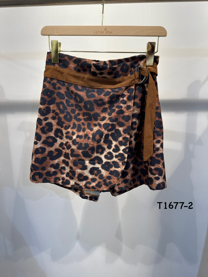 Wholesaler Cerise Blue - LEOPARD WRAP SHORT SKIRT