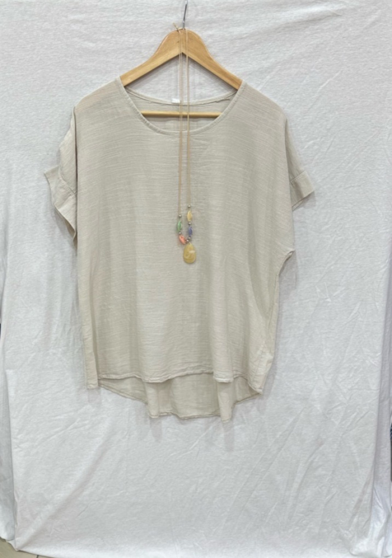 Grossiste Chana Mod - T-shirt uni avec collier