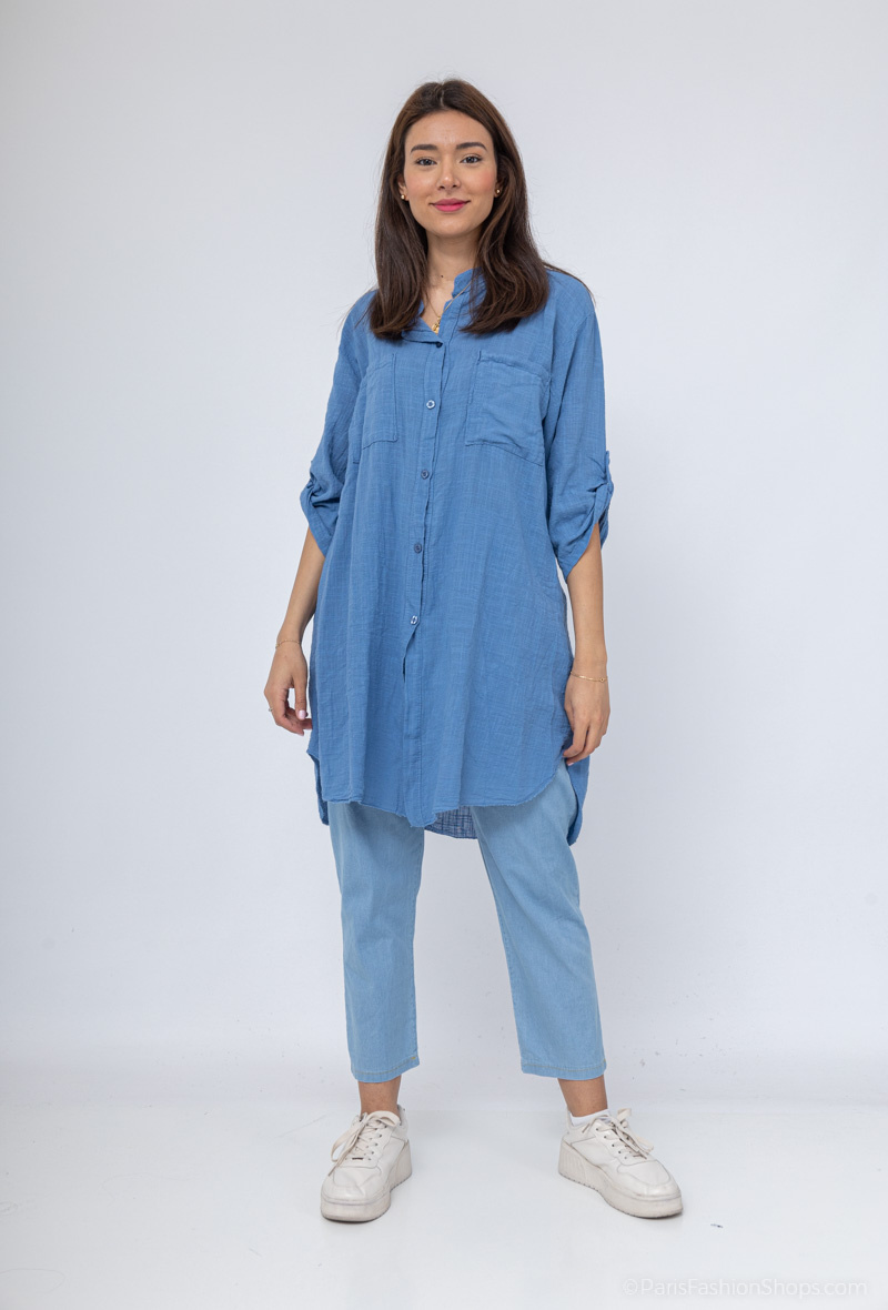 Wholesaler Chana Mod - Plain shirt with 2 front pockets
