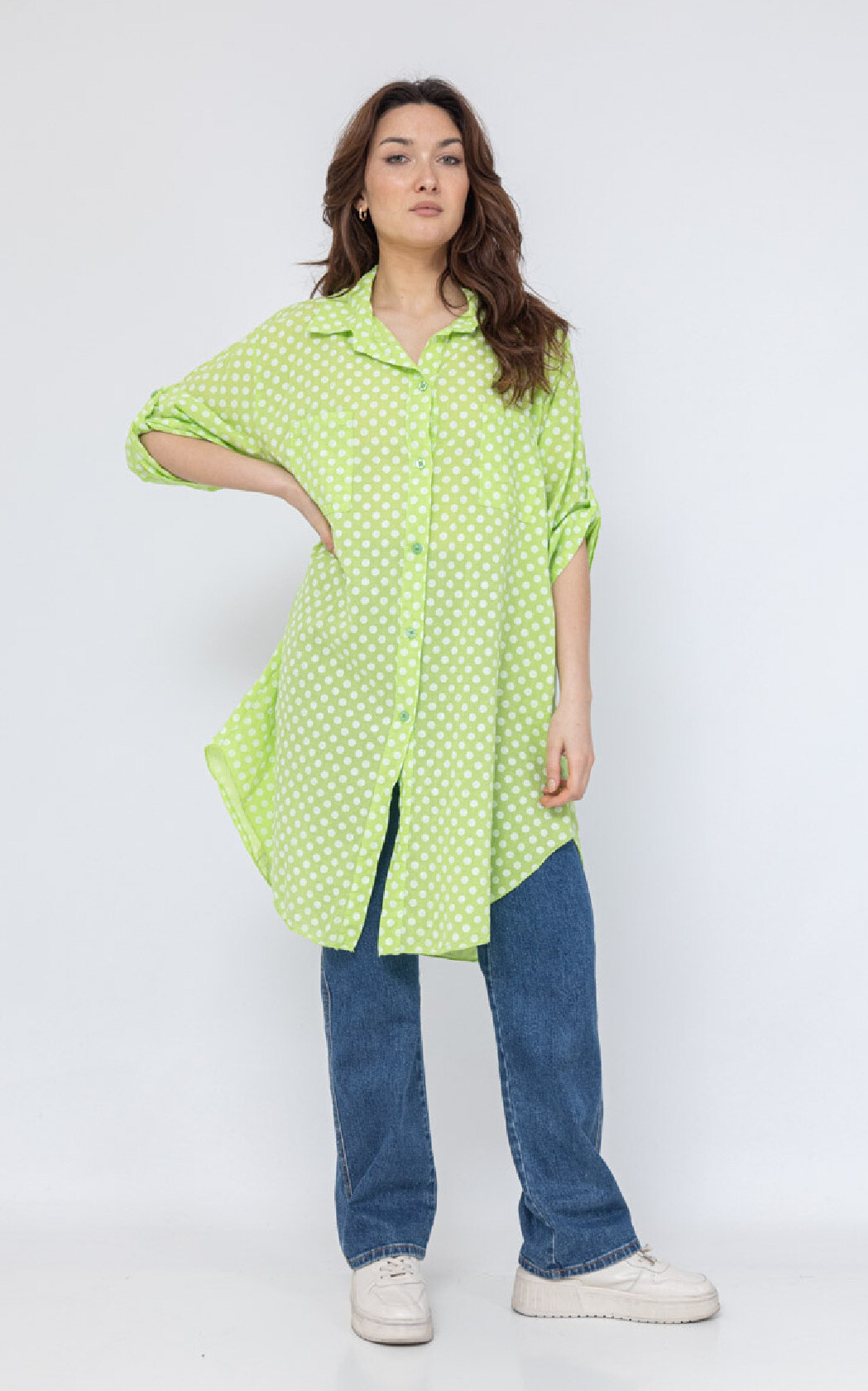 Wholesaler Chana Mod - Plain polka dot cotton shirt