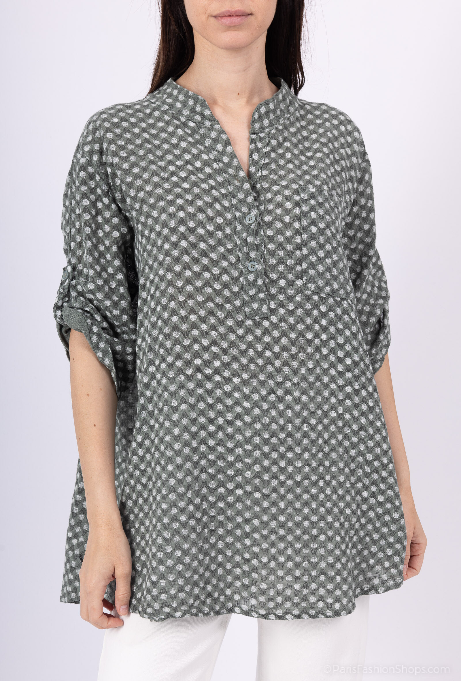 Grossista Chana Mod - Camicia unita con una tasca davanti al cotone
