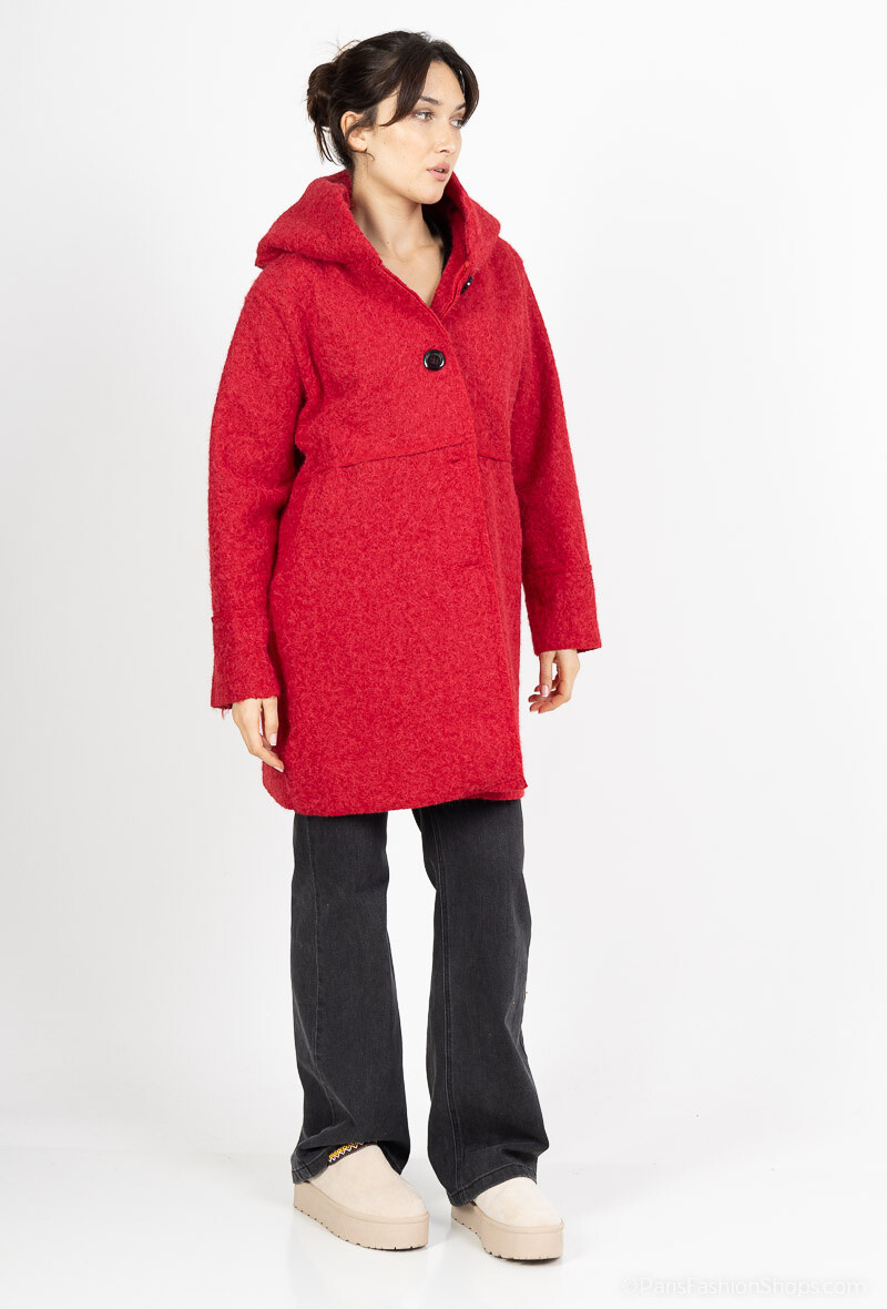 Wholesaler Chana Mod - Coat with buttons and 2 front pockets with a hood
