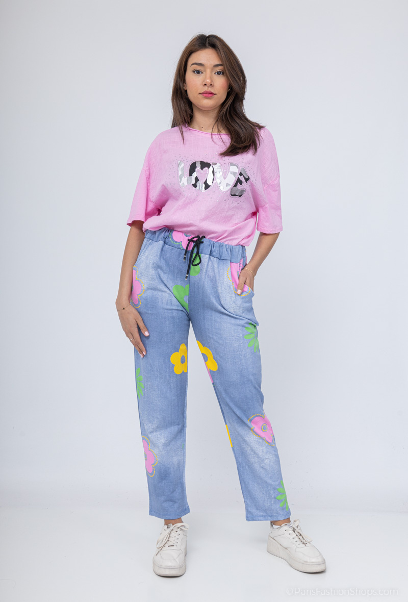 Mayorista Chana Mod - Pantalón estampado de flores