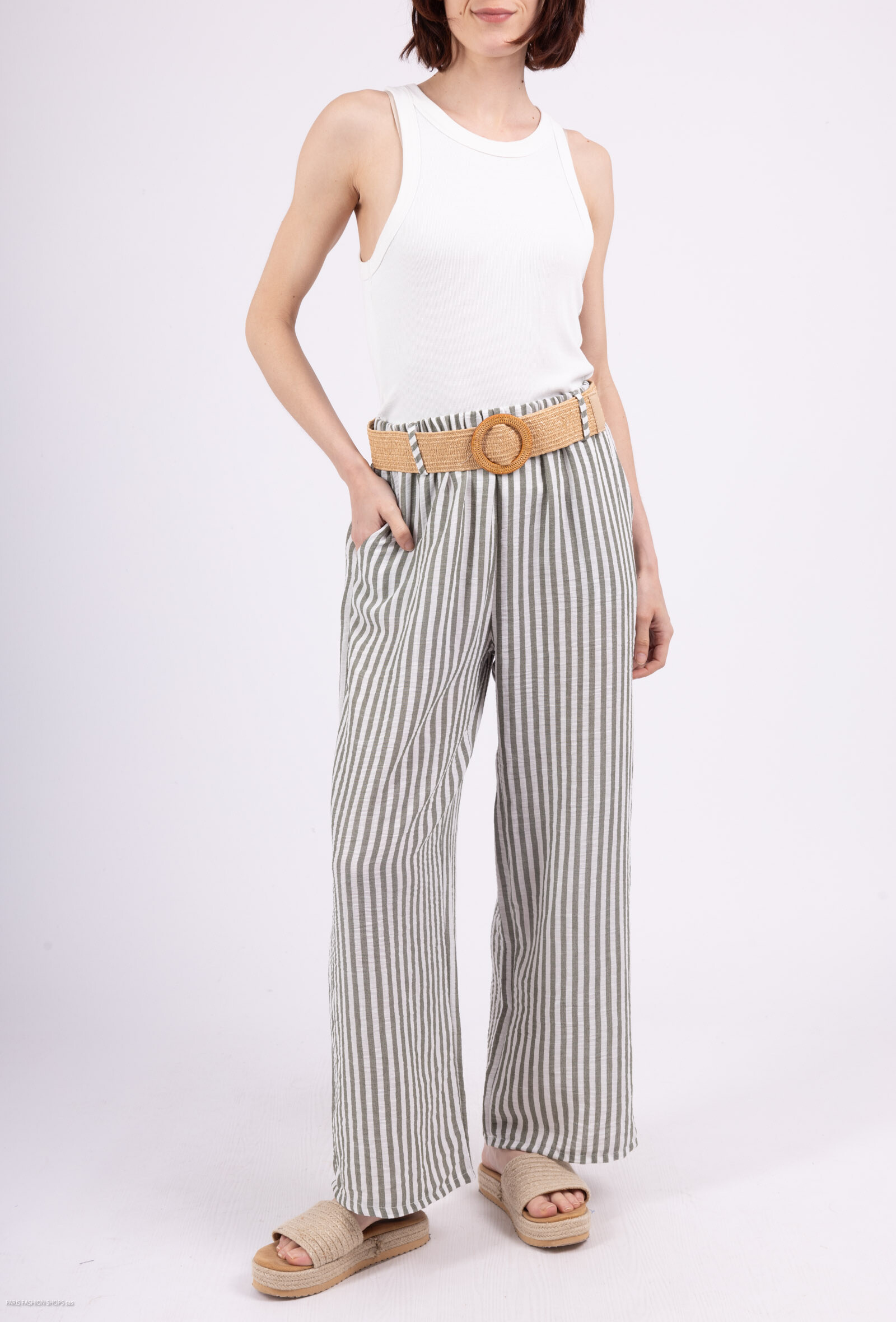 Wholesaler Chana Mod - Rushed printed pants with 2 front pockets and a belt