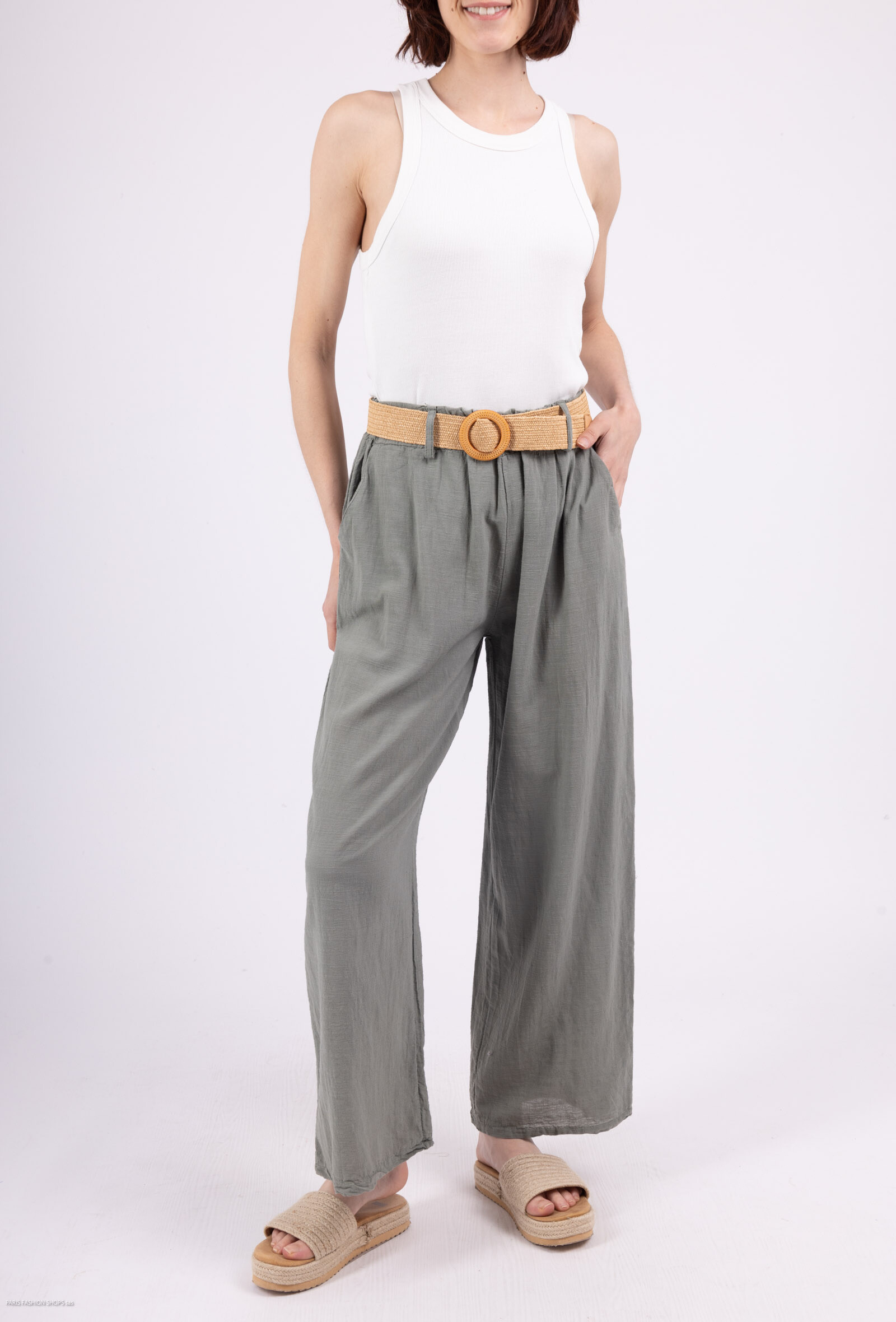 Wholesaler Chana Mod - United pants with 2 front pockets and a belt