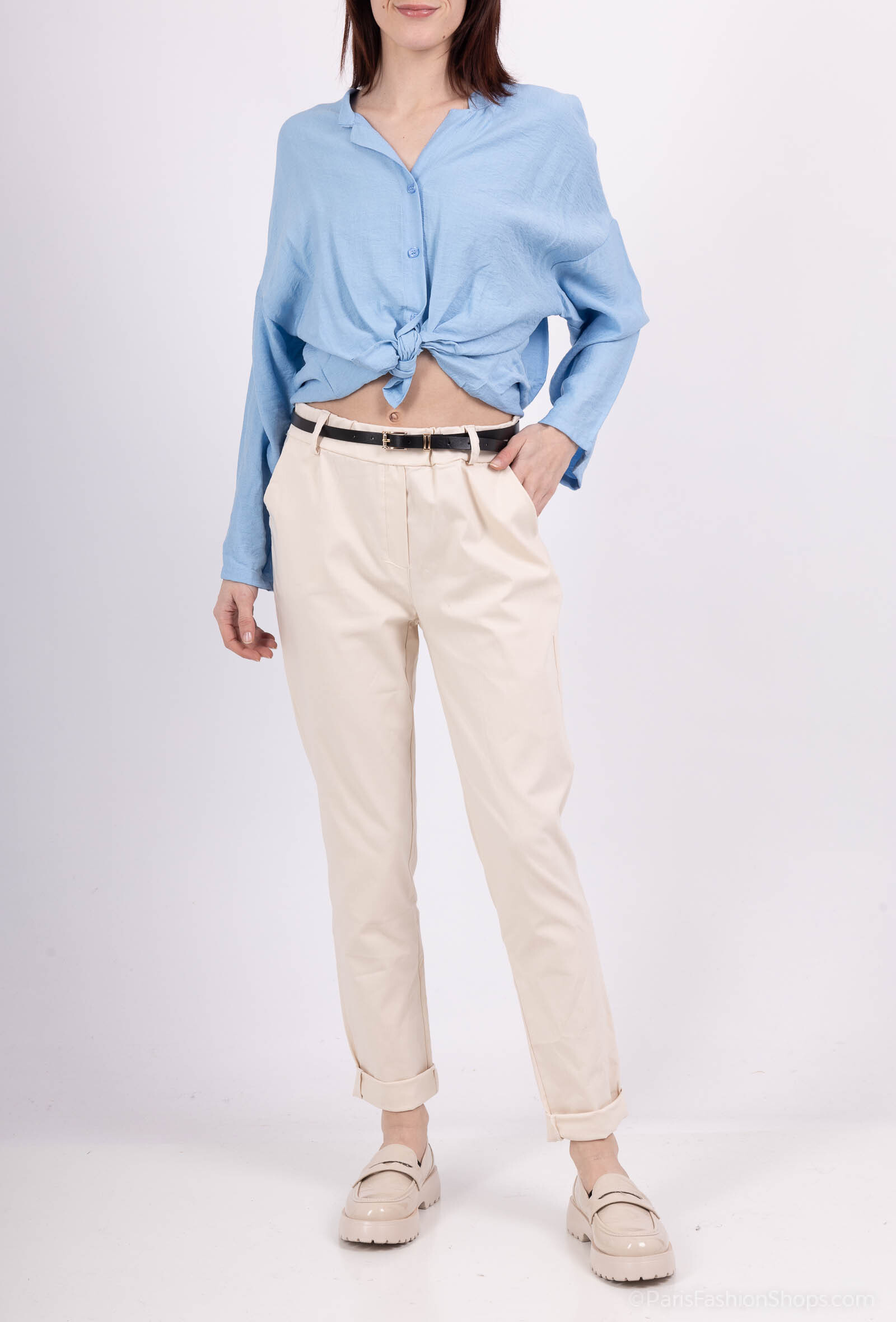 Wholesaler Chana Mod - Plain pants with belt