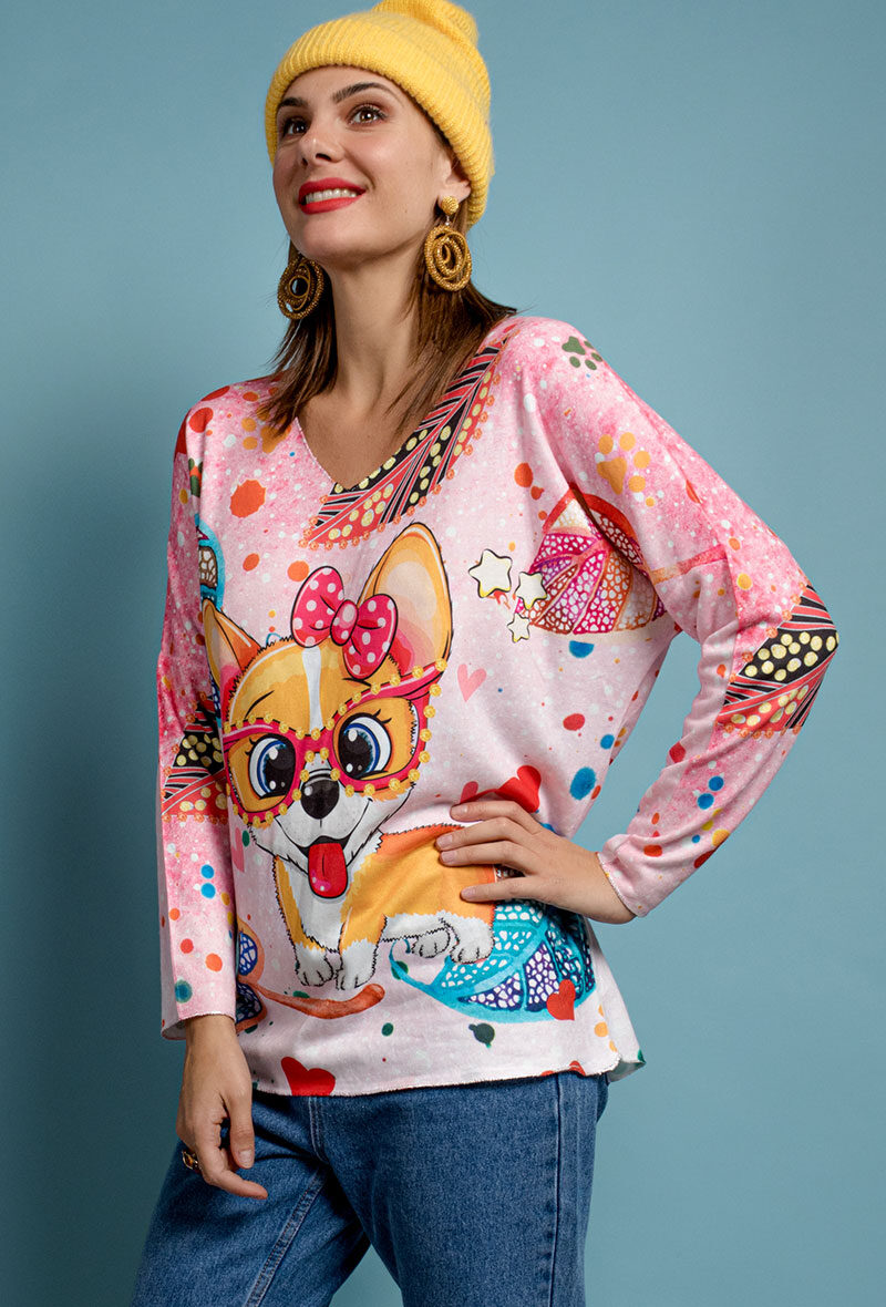 Grossiste Chana Mod - Pull fin imprimé