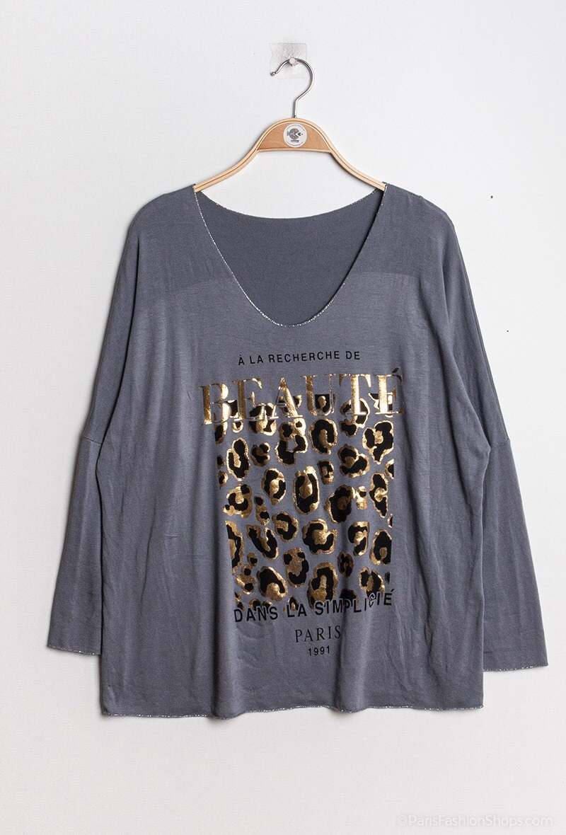 Grossiste Chana Mod - Pull à imprimé métallisé