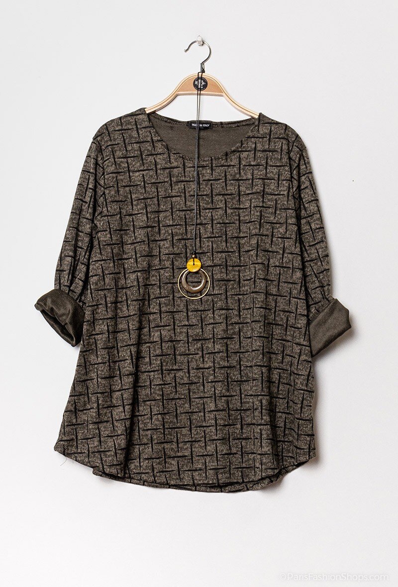 Grossiste Chana Mod - Pull à carreaux et collier