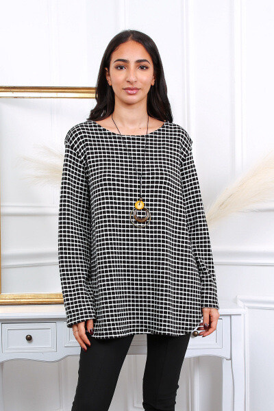 Wholesaler Chana Mod - Checkered sweater with necklace