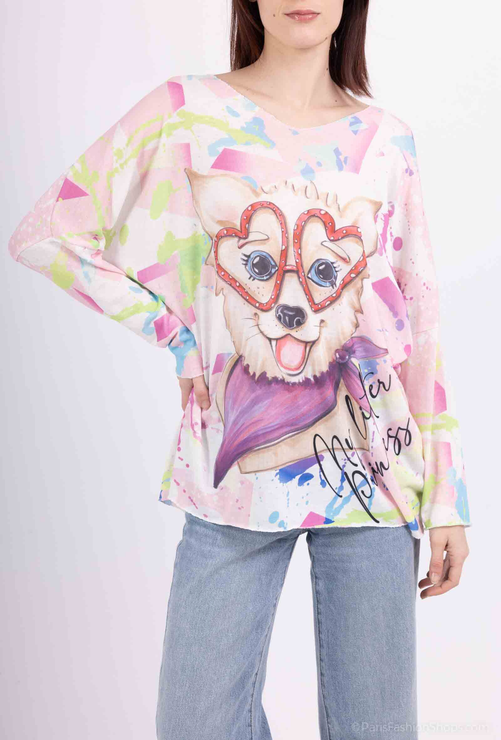 Wholesaler Chana Mod - V -neck printed sweater