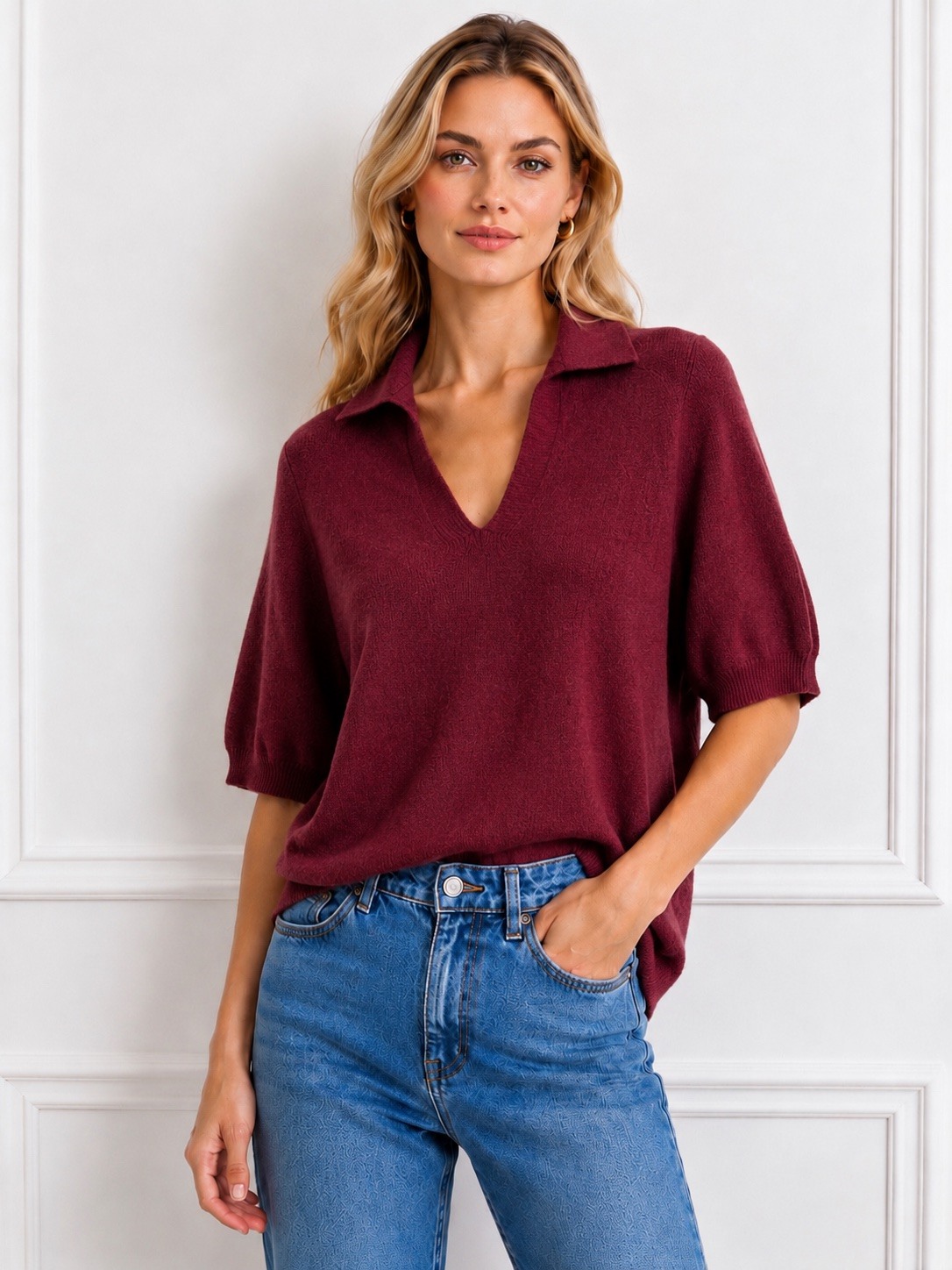 Wholesaler Chana Mod - SHORT-SLEEVED KNIT SWEATER LENGTH 62CM CHEST 50CM