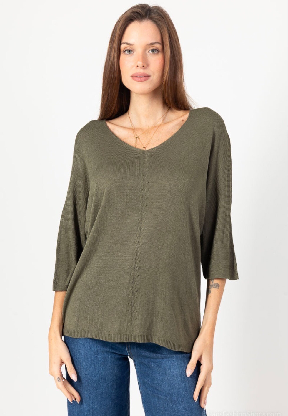 Wholesaler Chana Mod - plain 3 quarter sleeve sweater