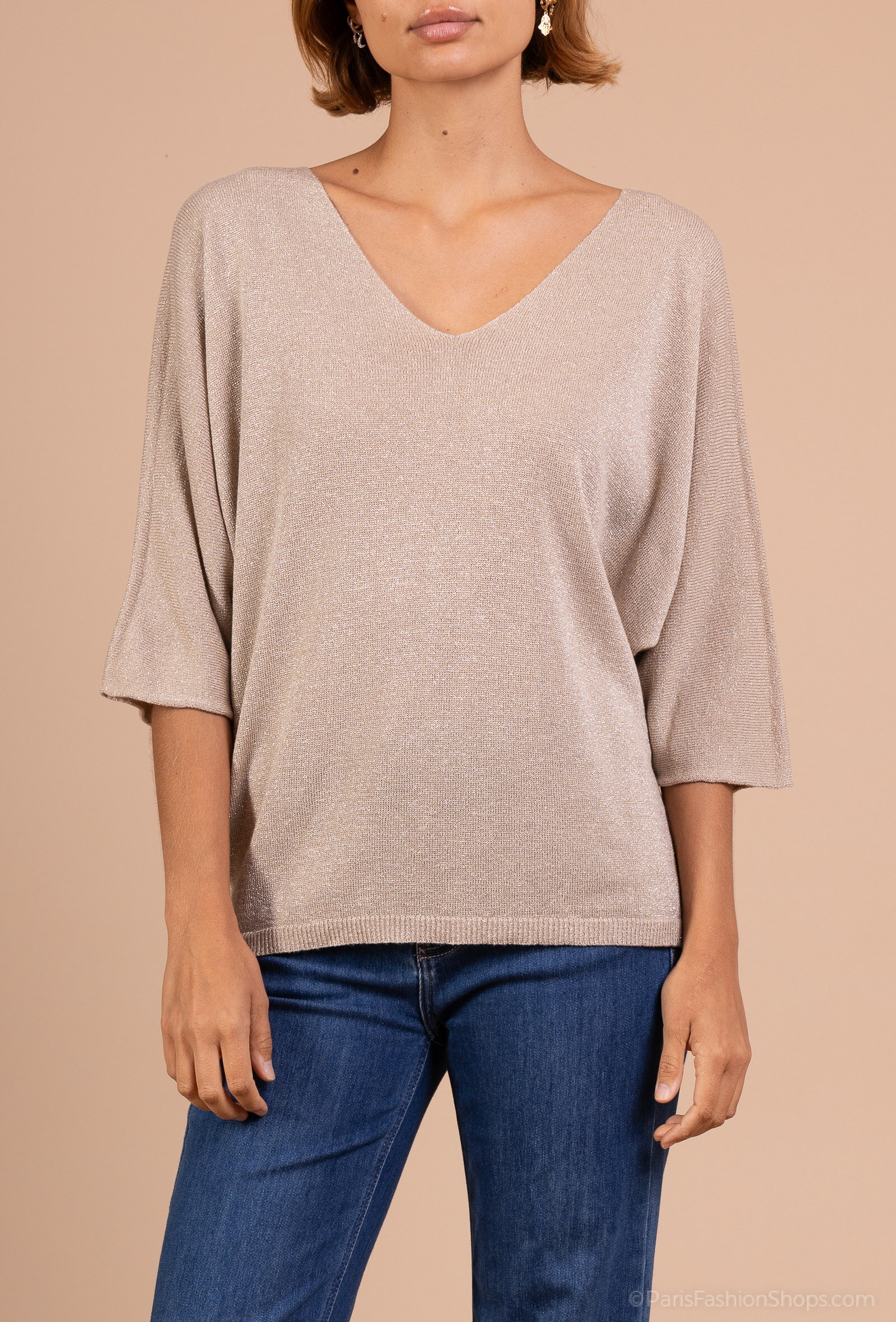 Wholesaler Chana Mod - V-Neck Sequin Sweater