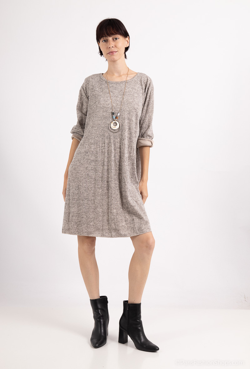 Wholesaler Chana Mod - Knit dress with costume jewellery