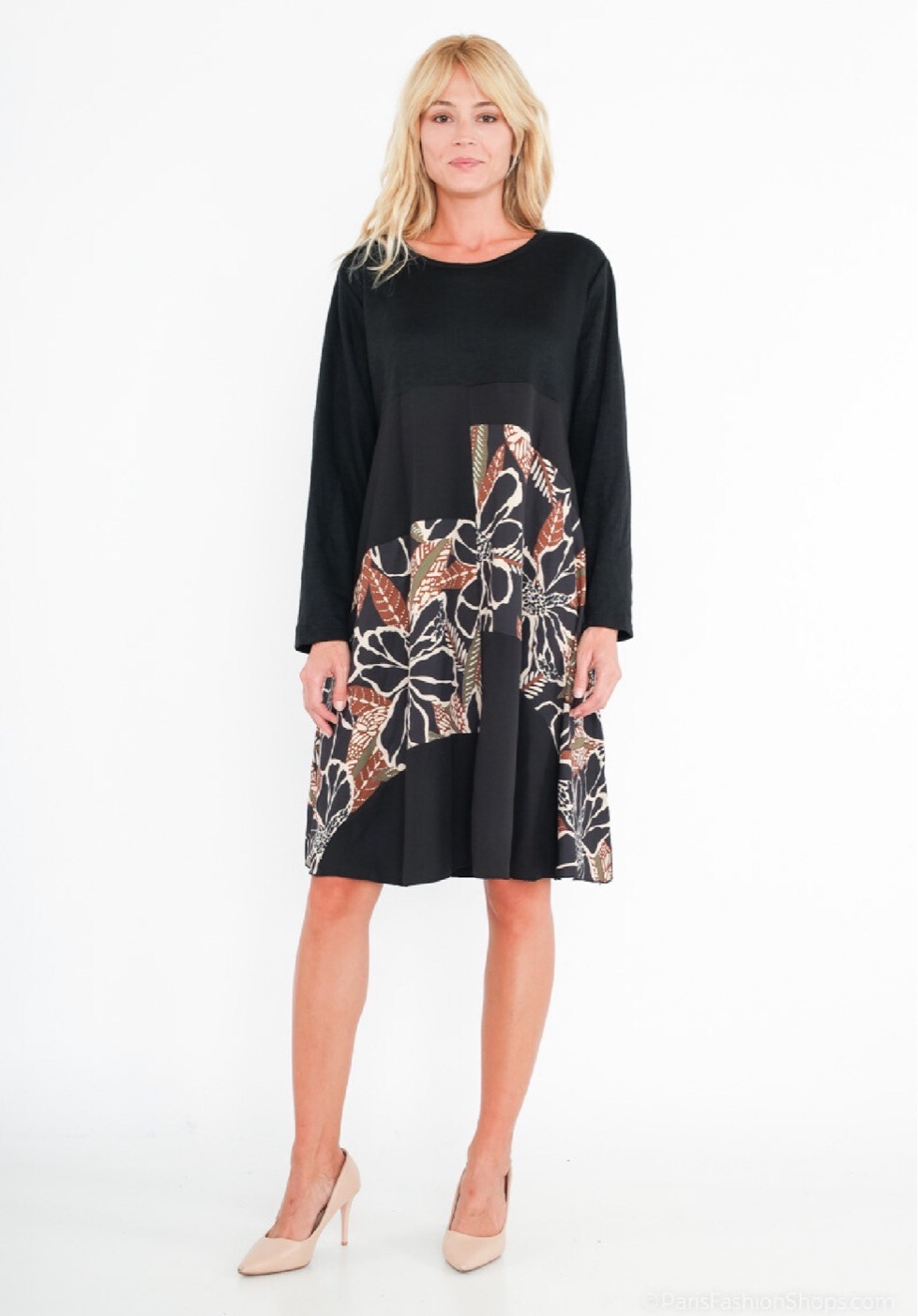 Wholesaler Chana Mod - Black Asymetrical dress with print
