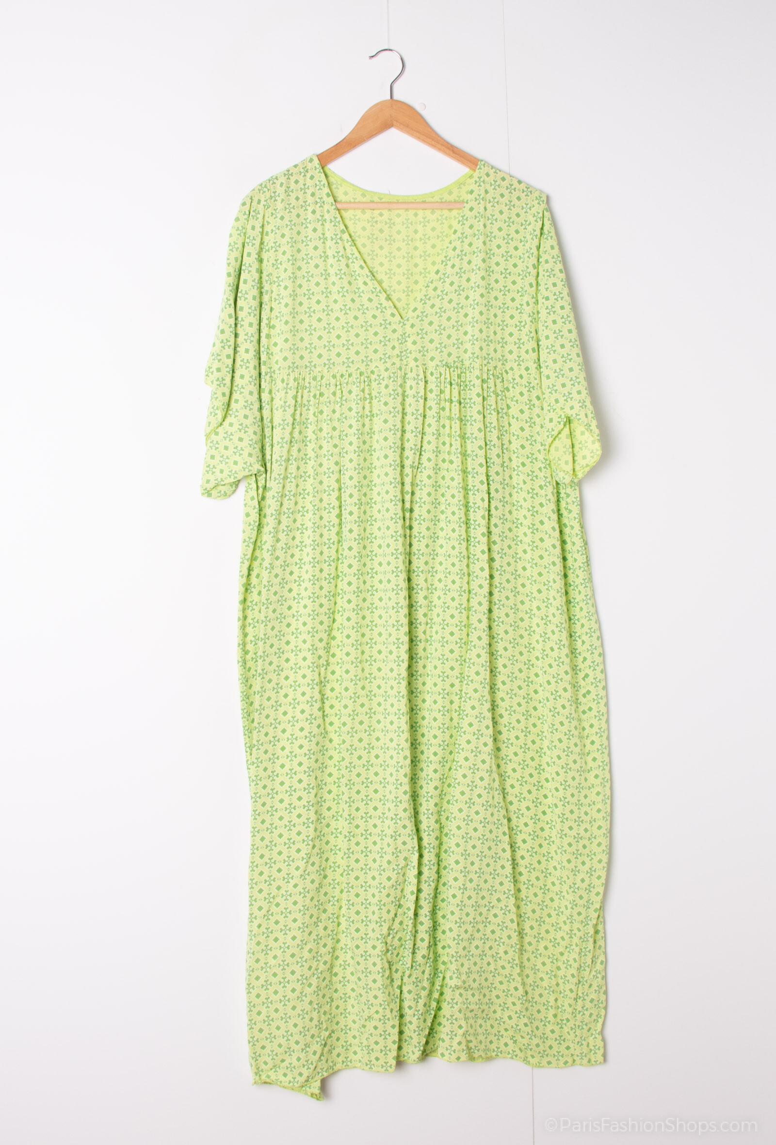 Grossiste Chana Mod - Longue robe manche courte imprimé