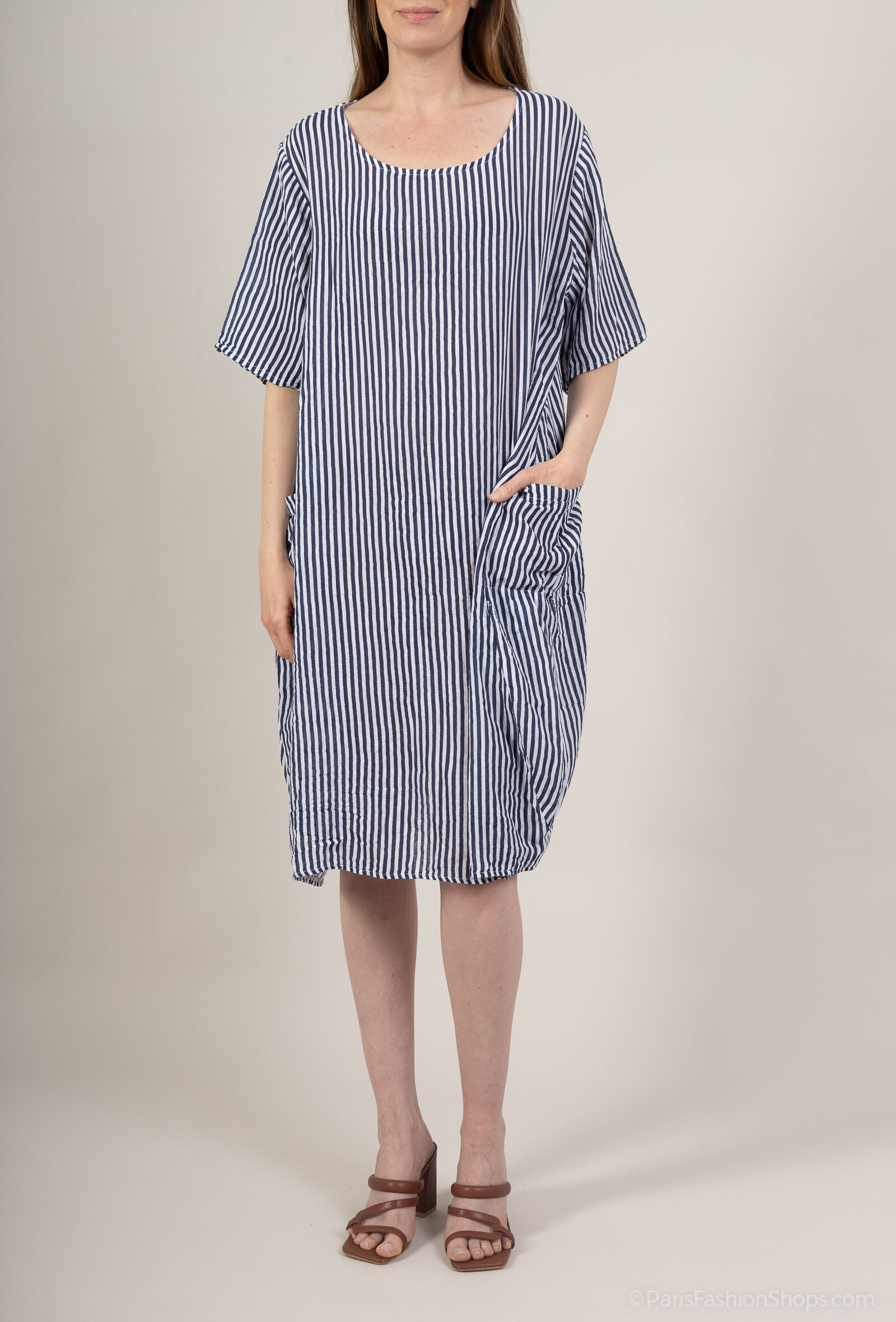 Mayorista Chana Mod - Vestido de algodón estampado a rayas