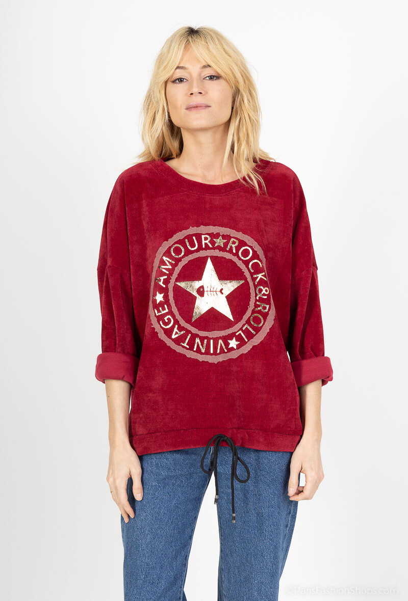 Wholesaler Chana Mod - Printed velvet sweatshirt
