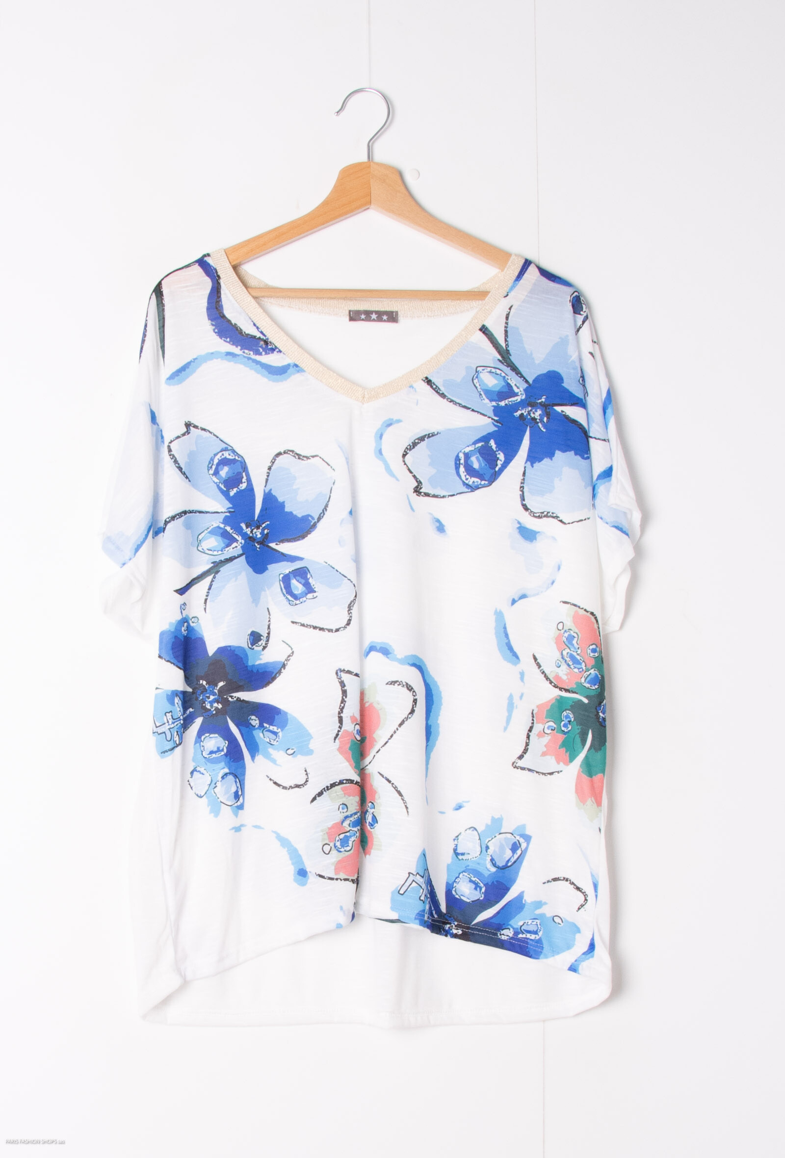 Großhändler Chana Mod - Blume gedrucktes T -Shirt