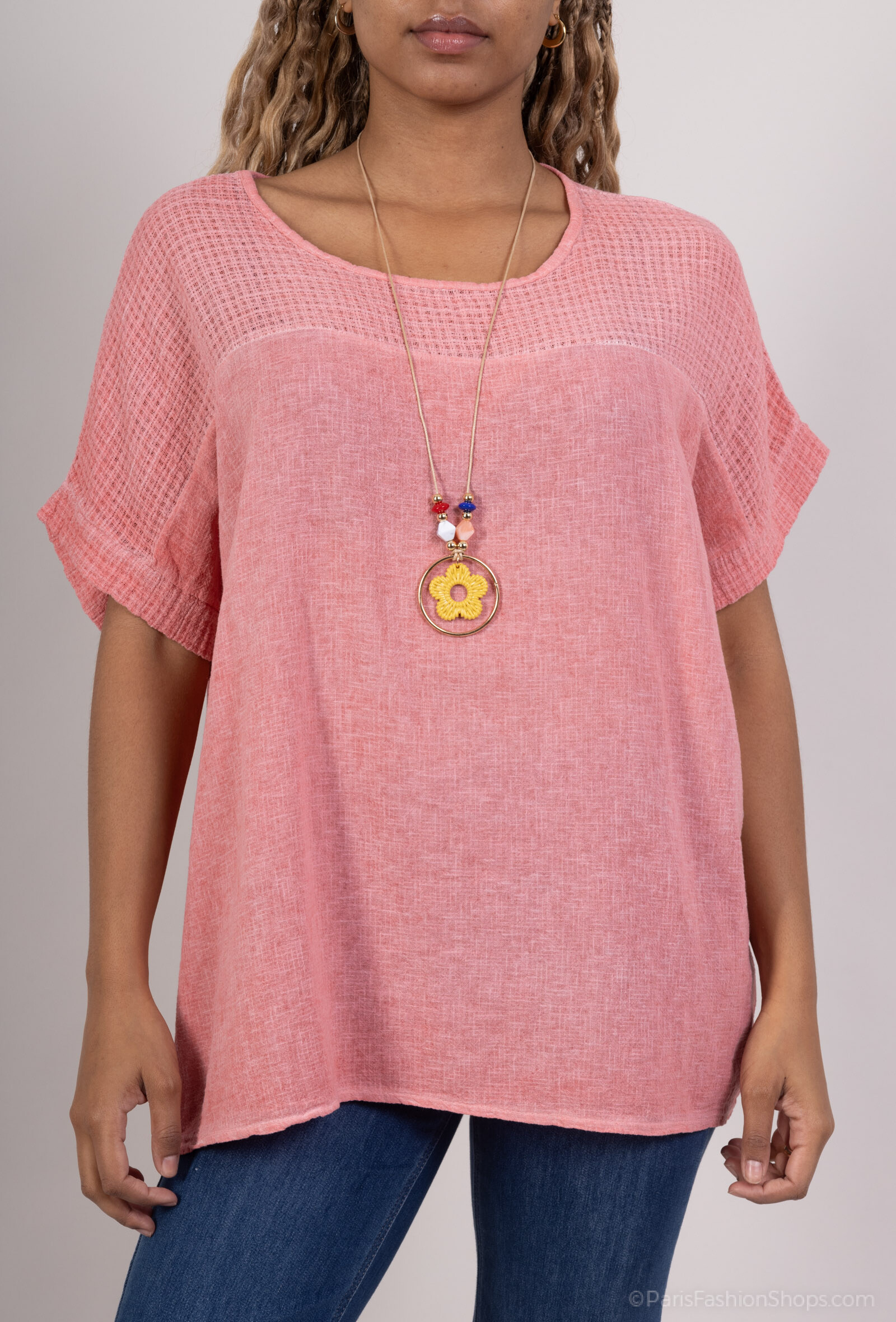 Wholesaler Chana Mod - Lin t-shirt mix with necklace