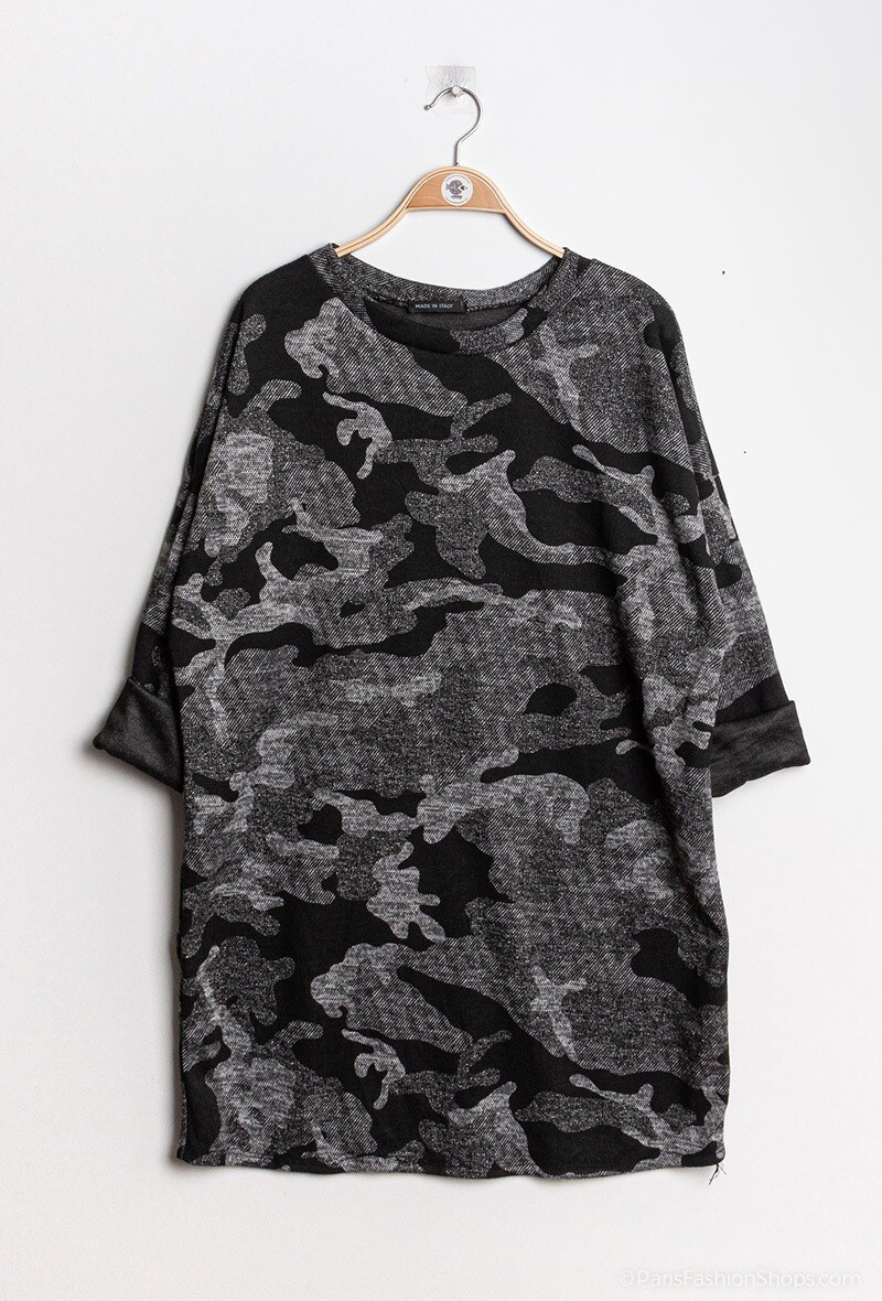 Grossiste Chana Mod - Robe pull à imprimé camouflage