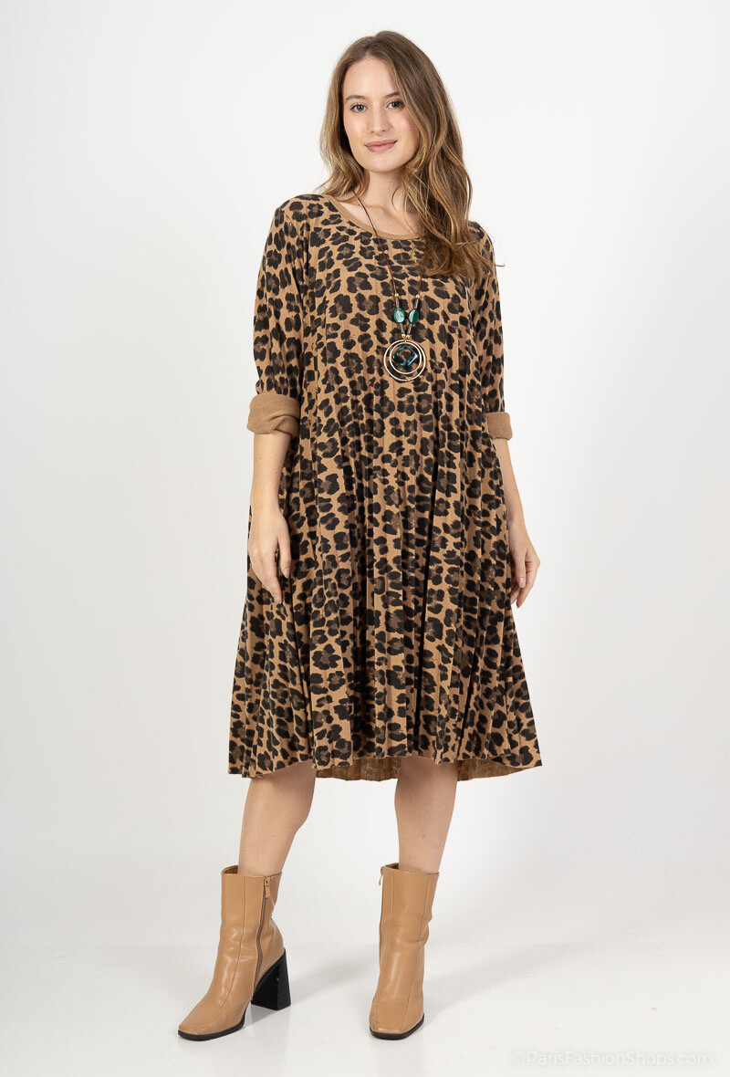 Mayorista Chana Mod - Túnica con estampado de leopardo y collar.