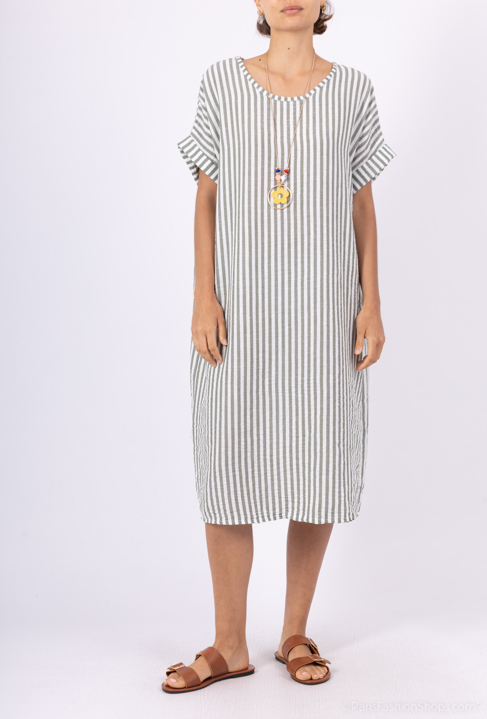 Grossiste Chana Mod - TUNIQUE RAYEE AVEC COLLIER  BUSTE 70CM ET LONGUEUR 113CM