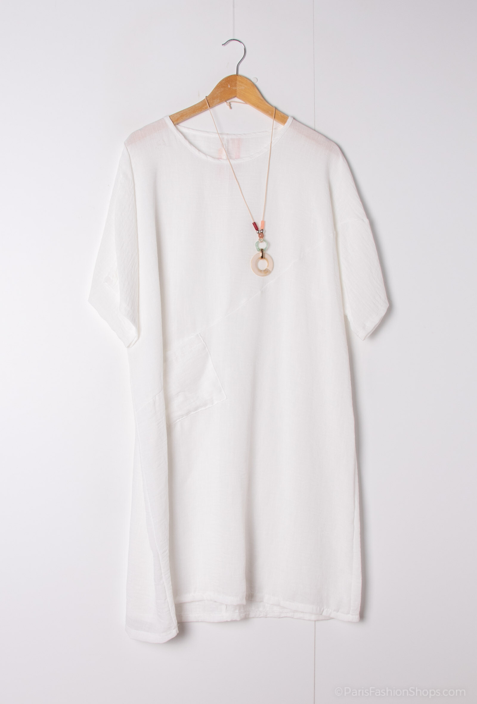 Grossiste Chana Mod - Tunique uni avec collier et une poche à l'avant
