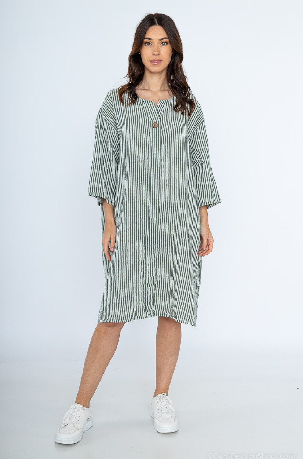 Wholesaler Chana Mod - Striped printed tunic with one button at the front