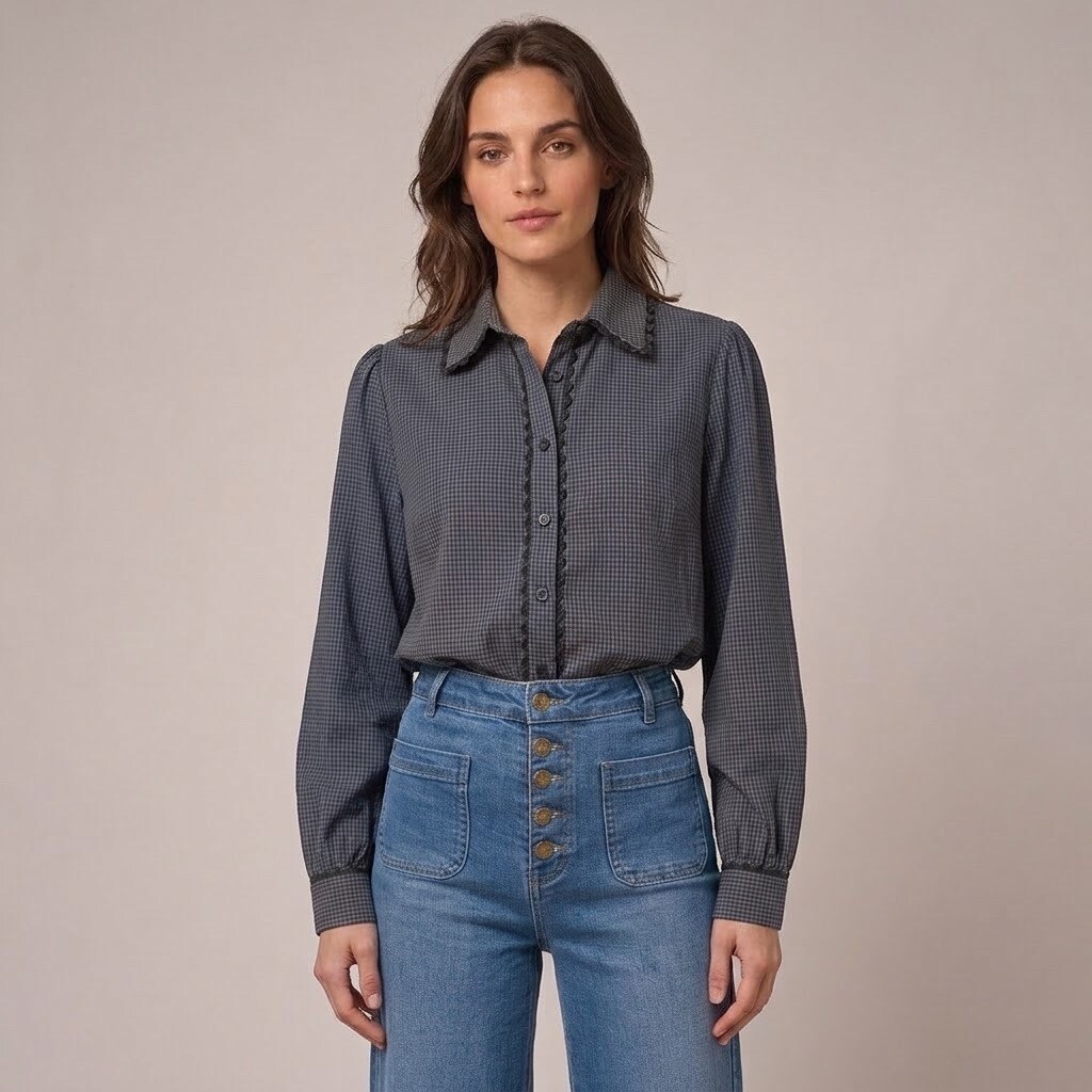 Großhändler Charlior - Gingham-Bluse